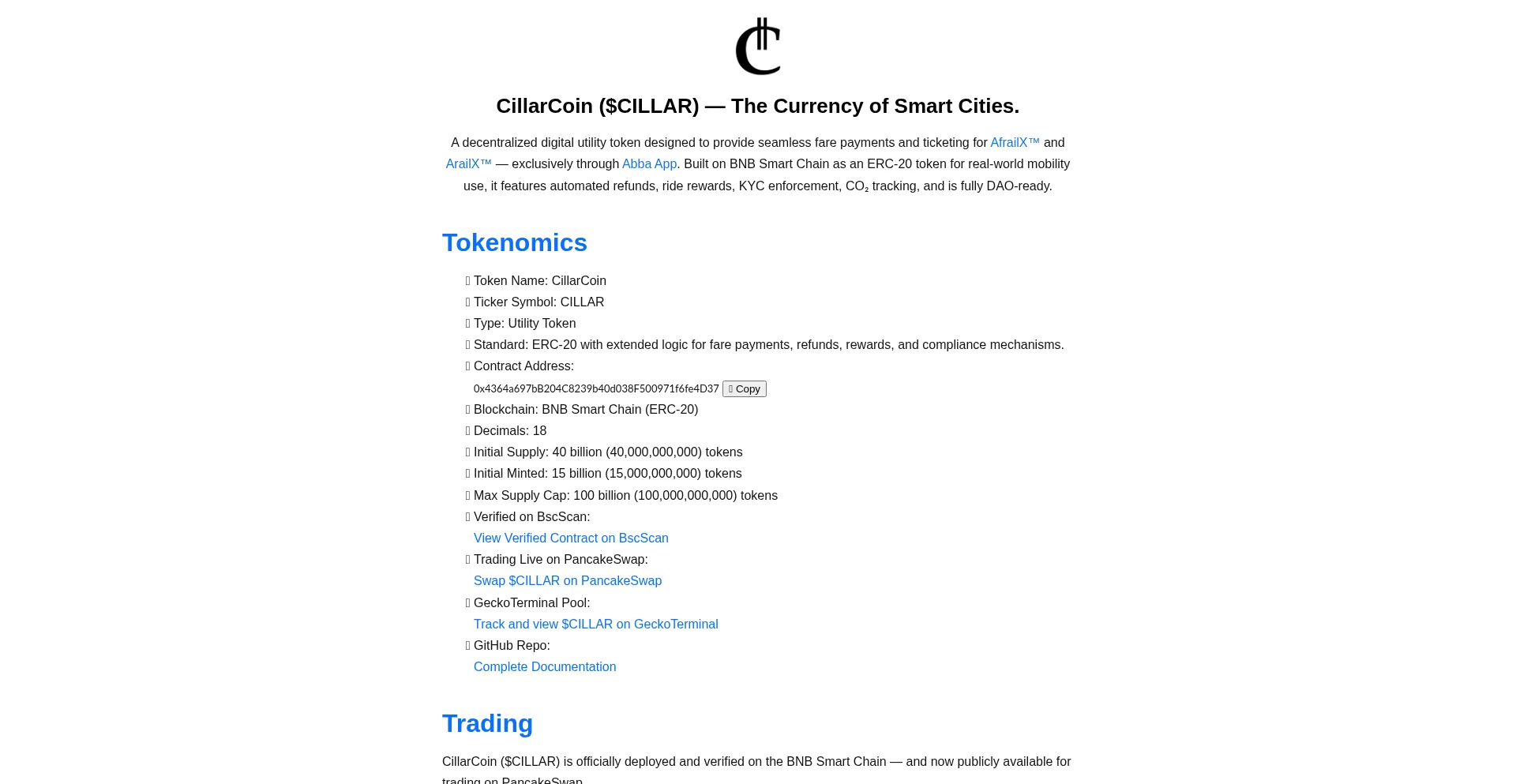 Website screenshot of Cillar.io