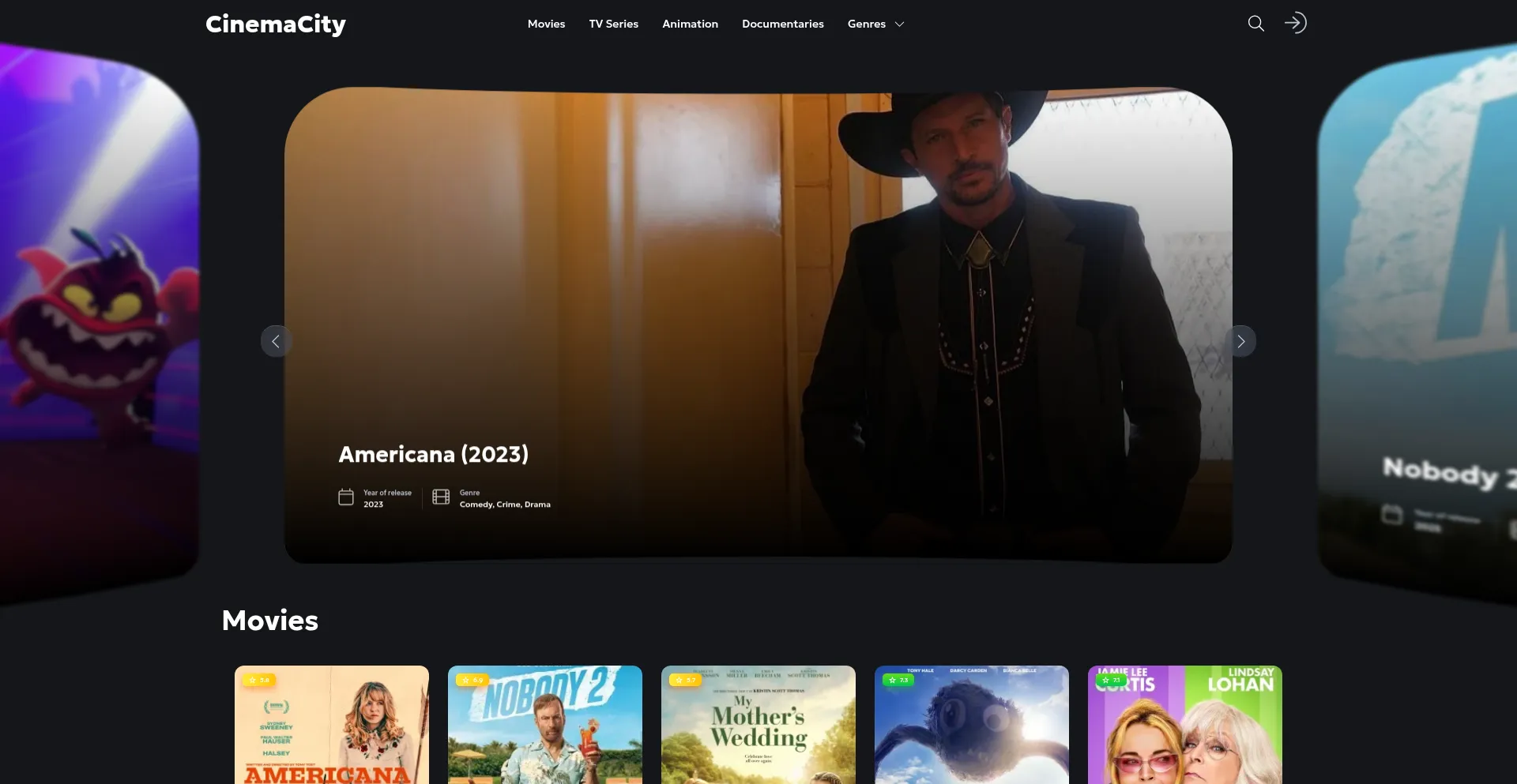 Website screenshot of Cinemacity.cc
