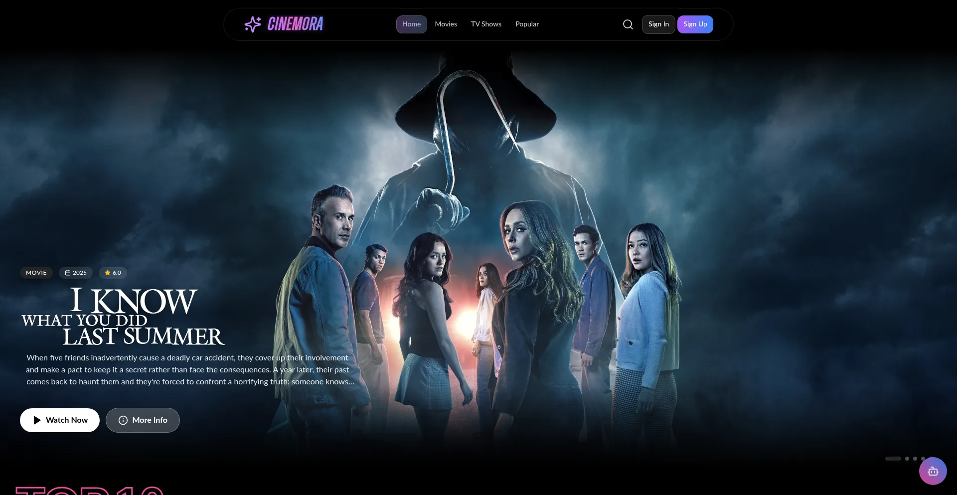 Website screenshot of Cinemora.ru