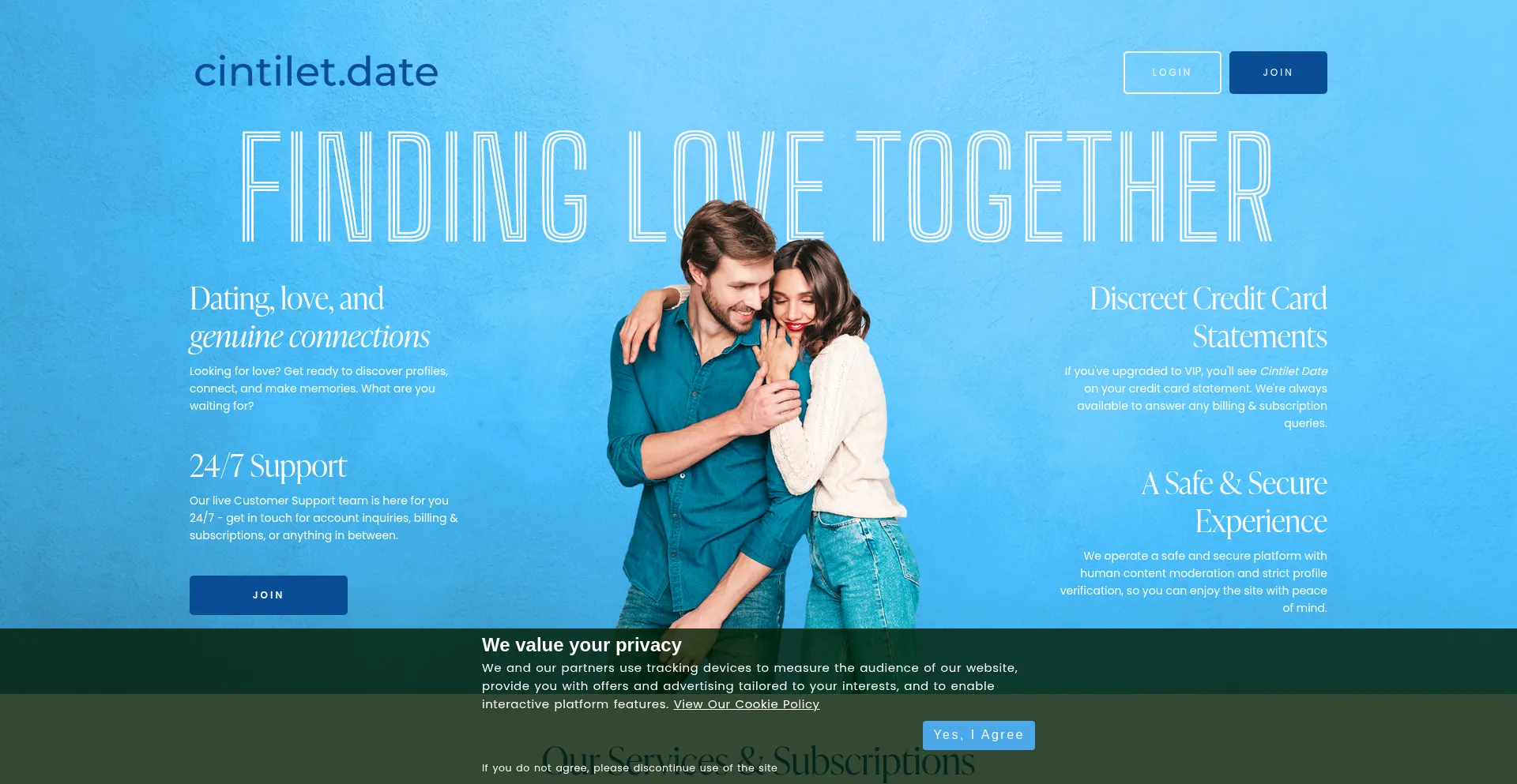 Website screenshot of Cintilet.date