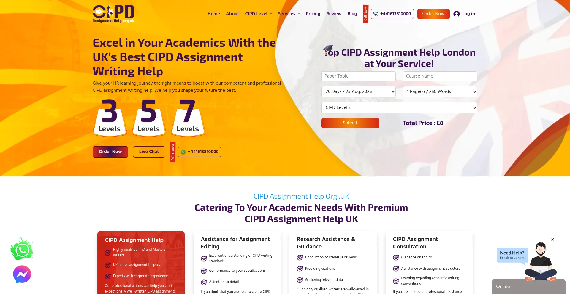 Website screenshot of Cipdassignmenthelp.org.uk