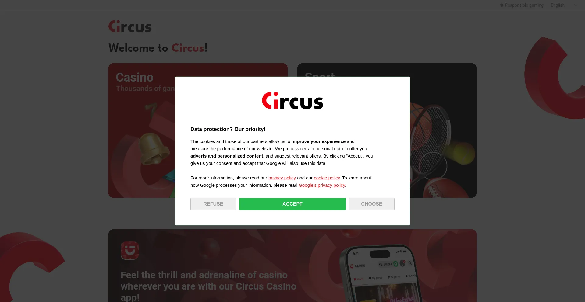 Website screenshot of Circus.be
