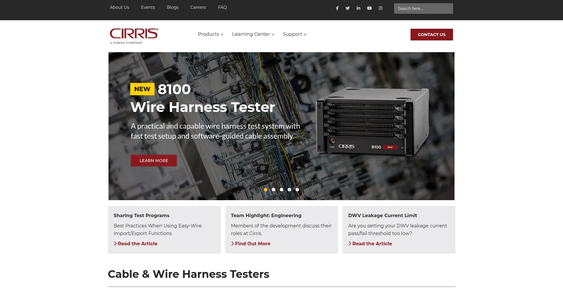 Website screenshot of Cirris.com