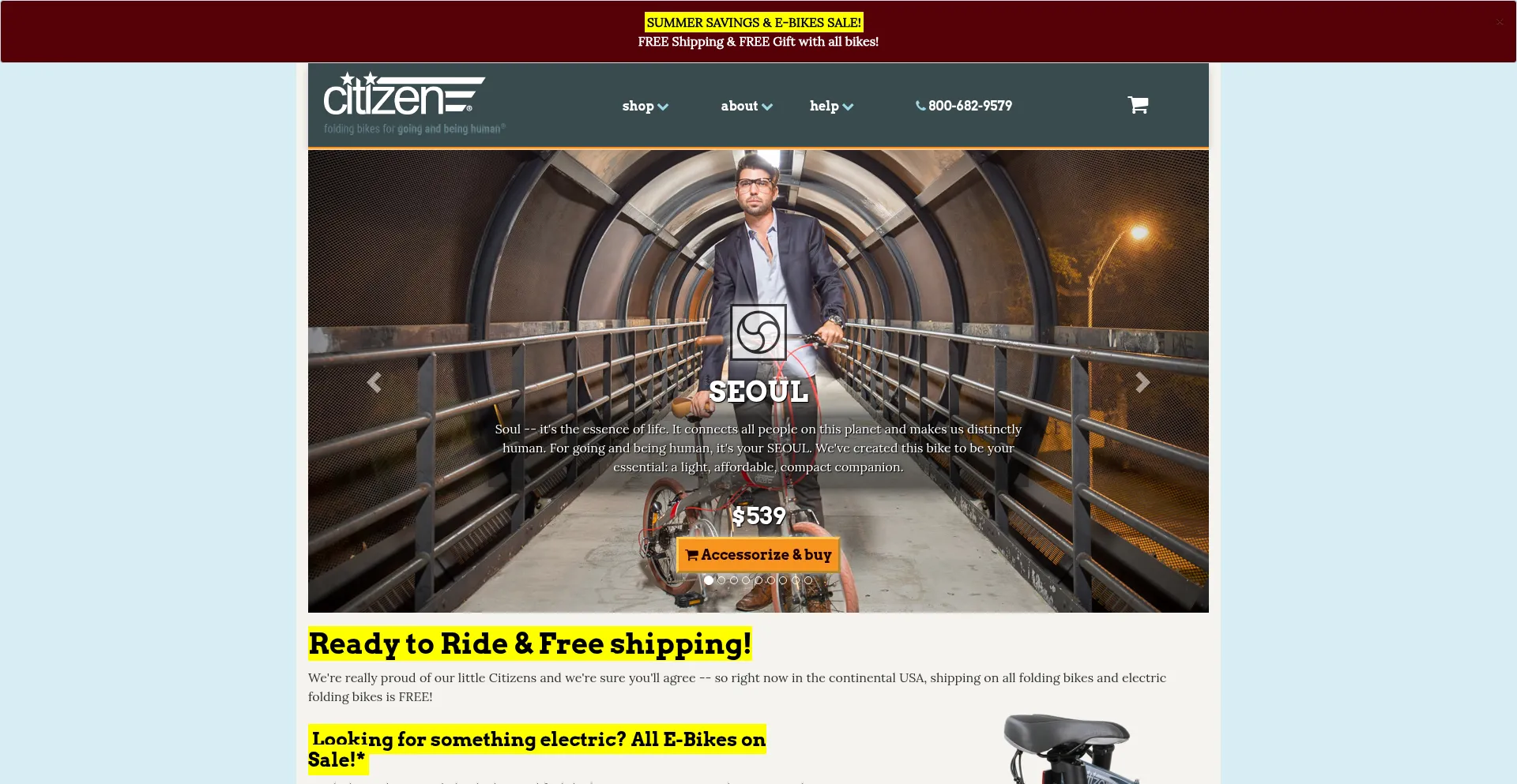 Website screenshot of Citizenbike.com