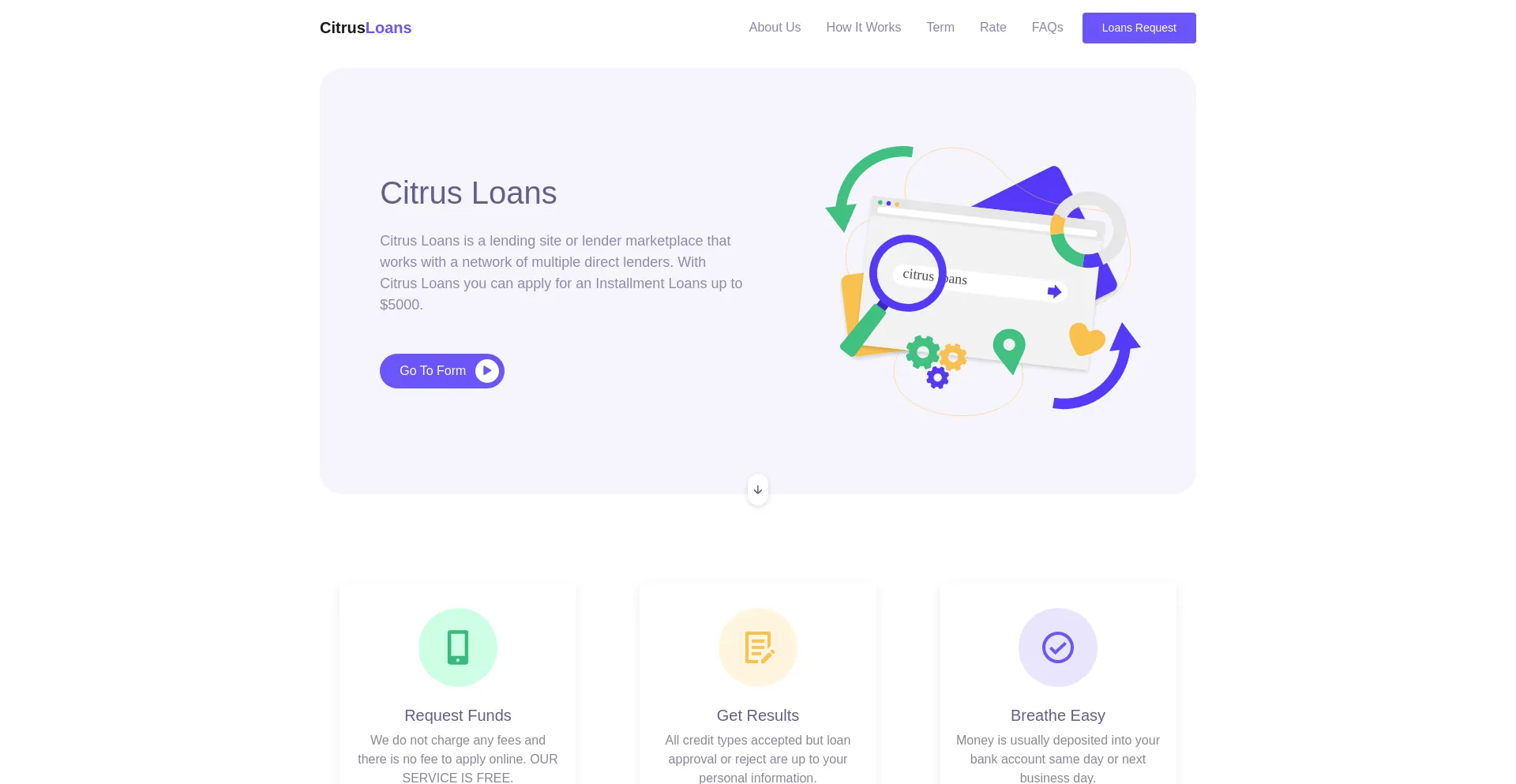 Website screenshot of Citrusloans.net