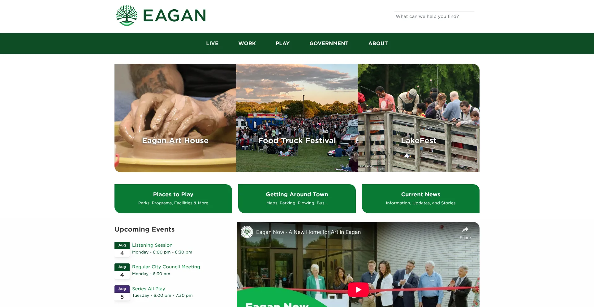 Website screenshot of Cityofeagan.com