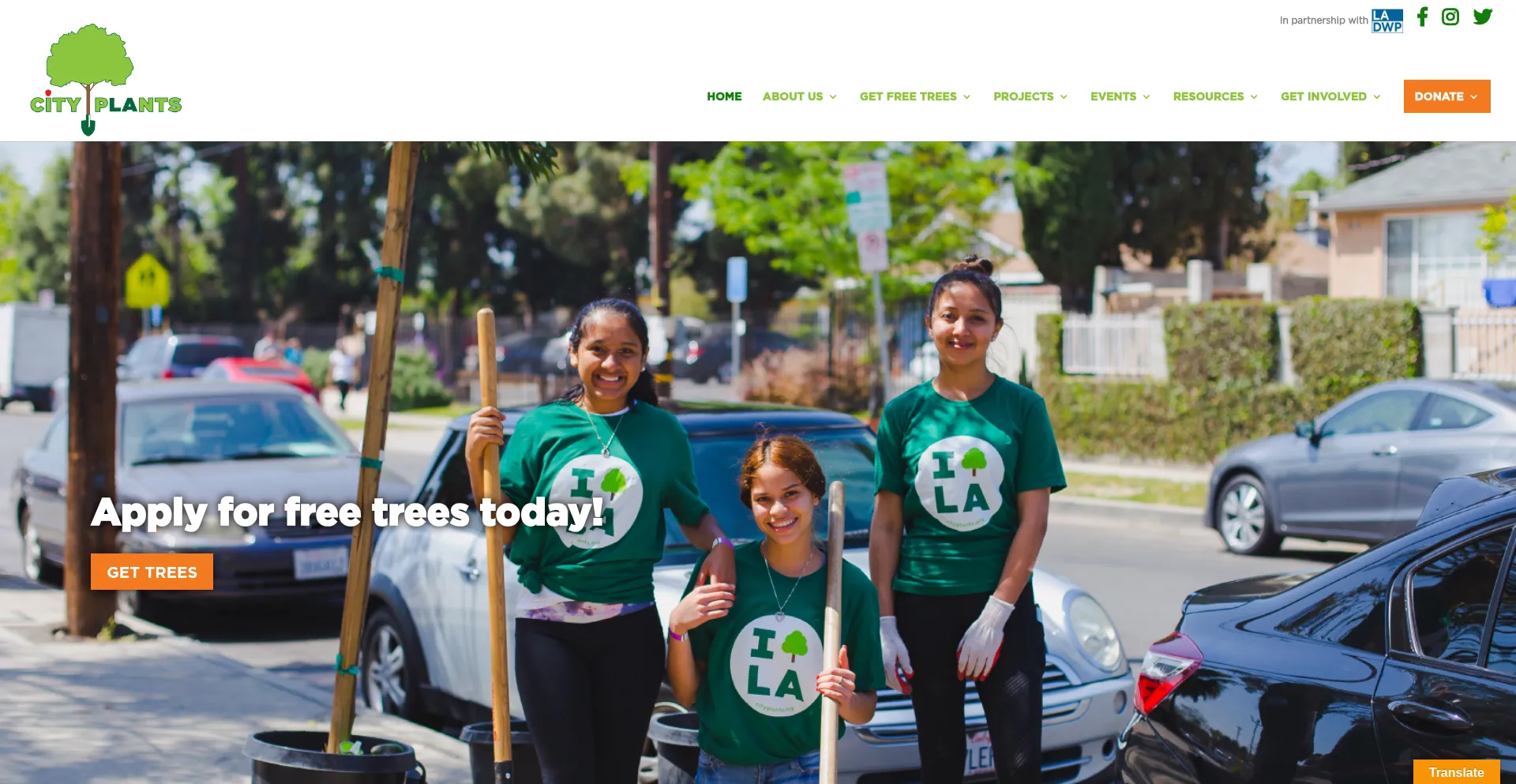 Website screenshot of Cityplants.org