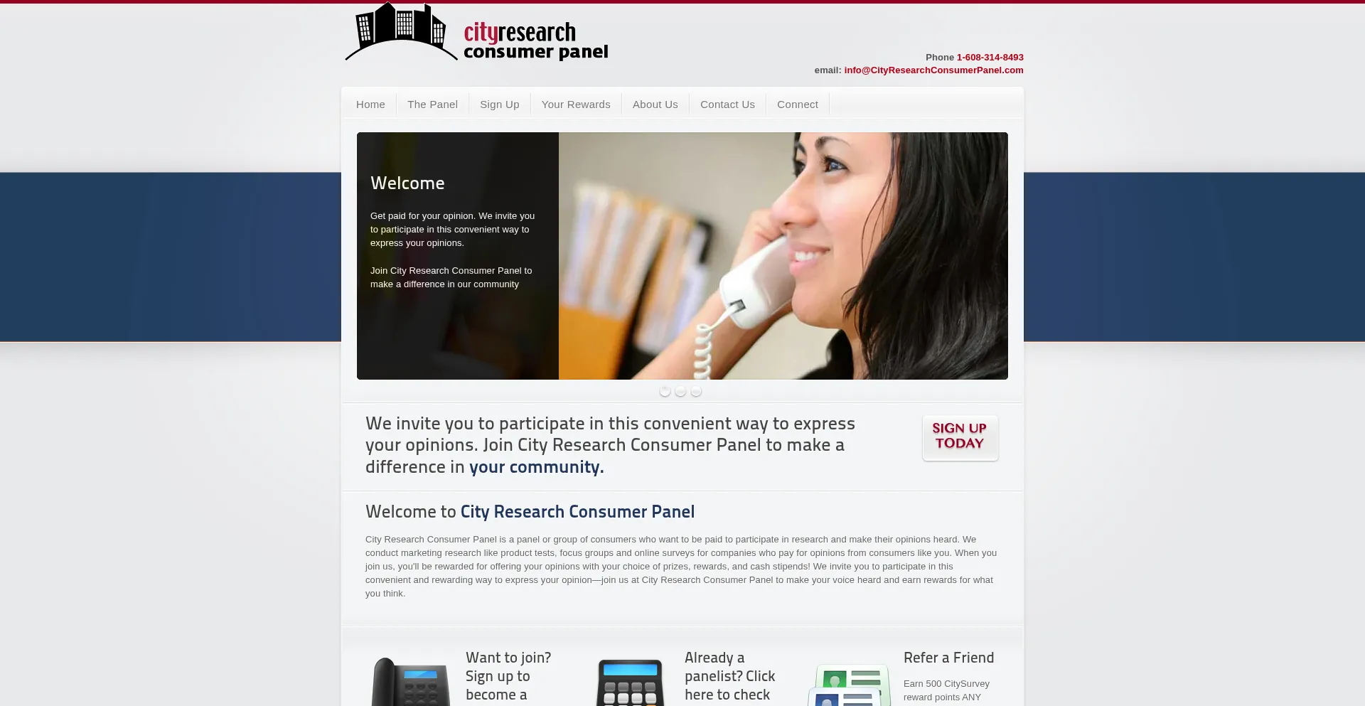 Website screenshot of Cityresearchconsumerpanel.com