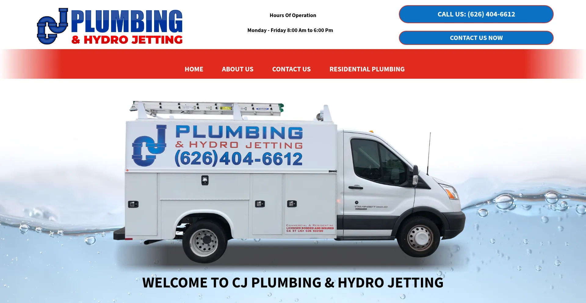 Website screenshot of Cjplumbingandhydrojetting.com