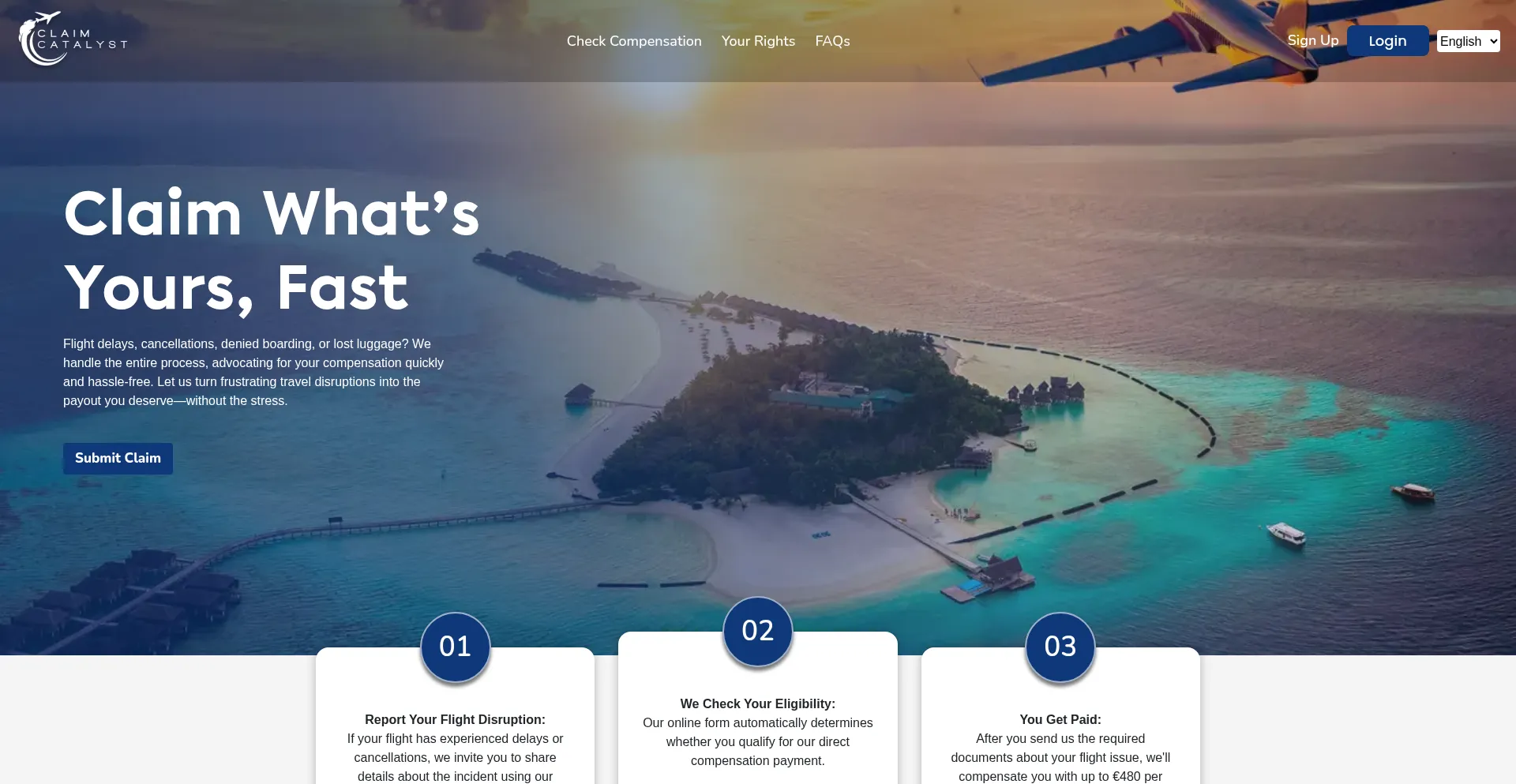 Website screenshot of Claim-catalyst.com