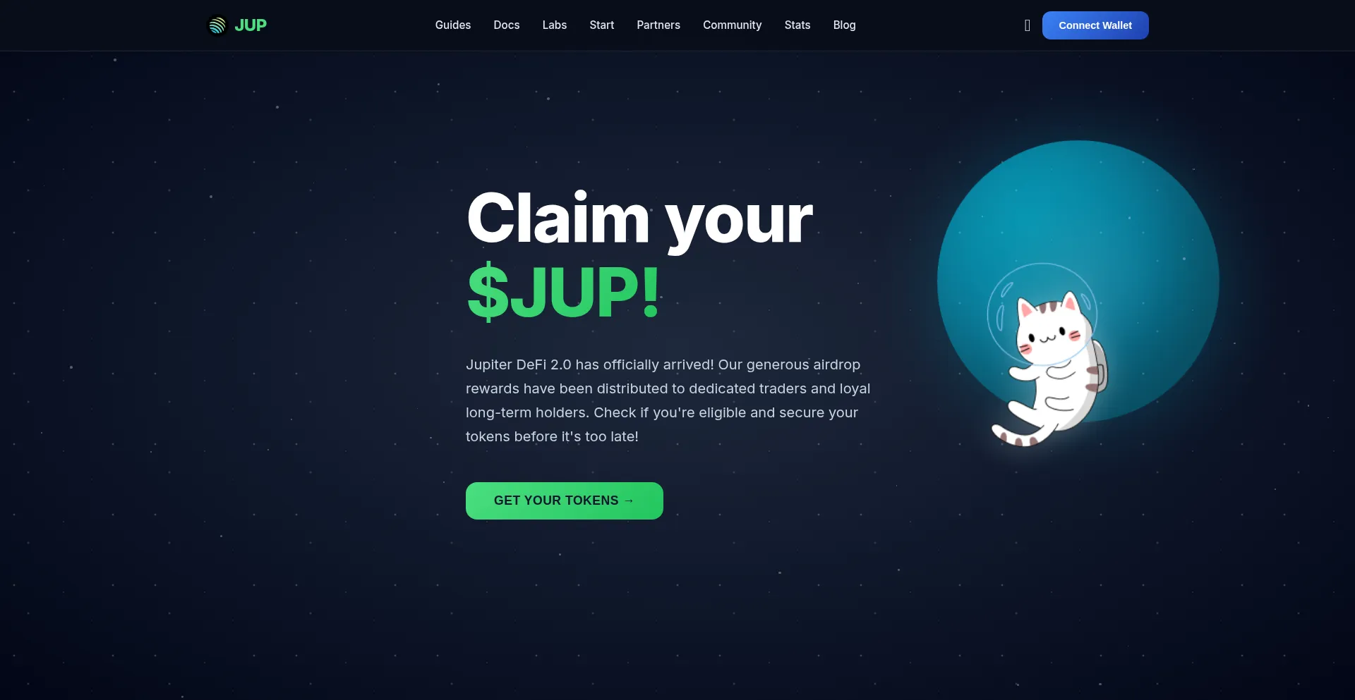 Website screenshot of Claimjup-nfts.com