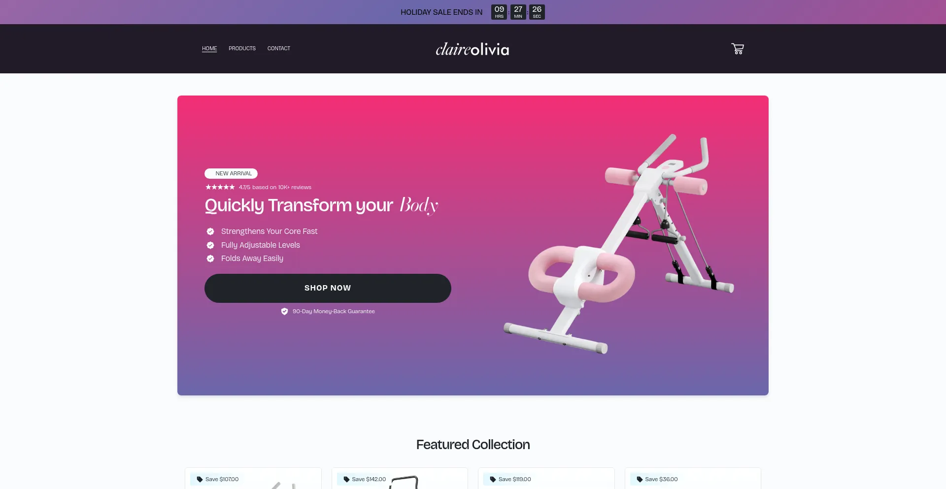 Website screenshot of Claireolivia.com