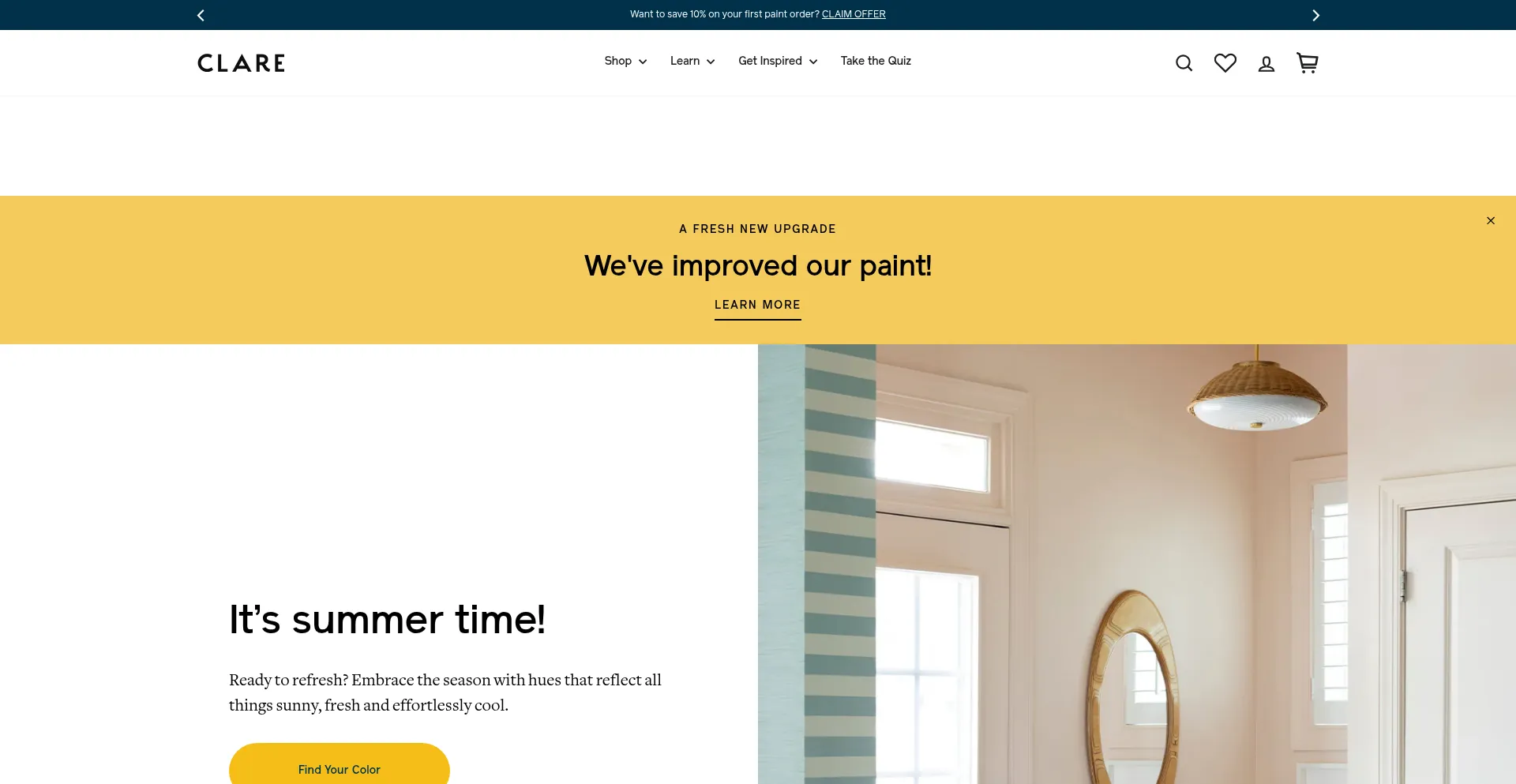 Website screenshot of Clare.com