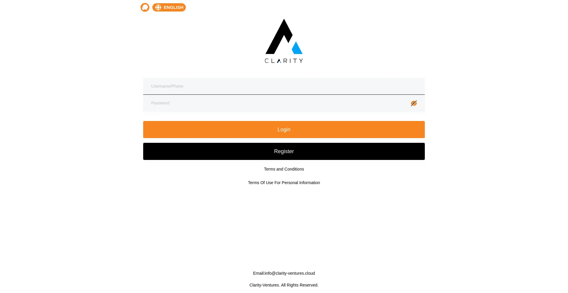 Website screenshot of Clarity-ventures.icu