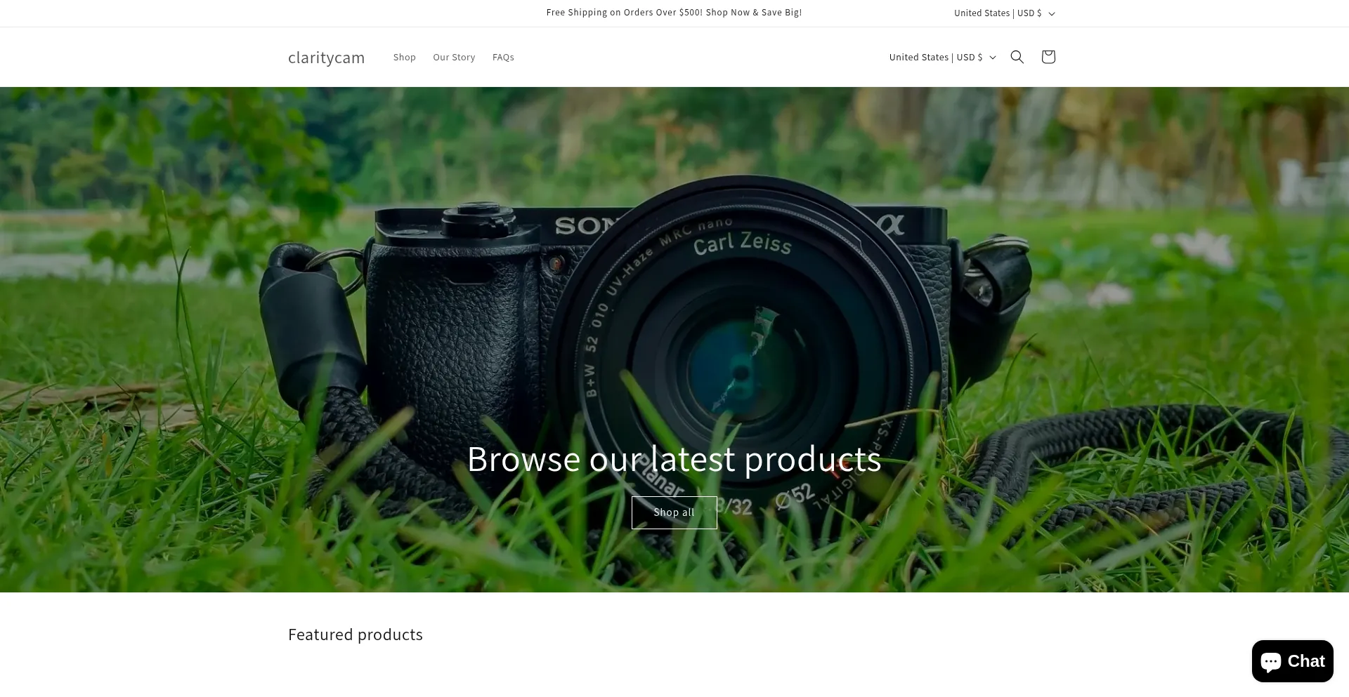 Website screenshot of Claritycam.shop