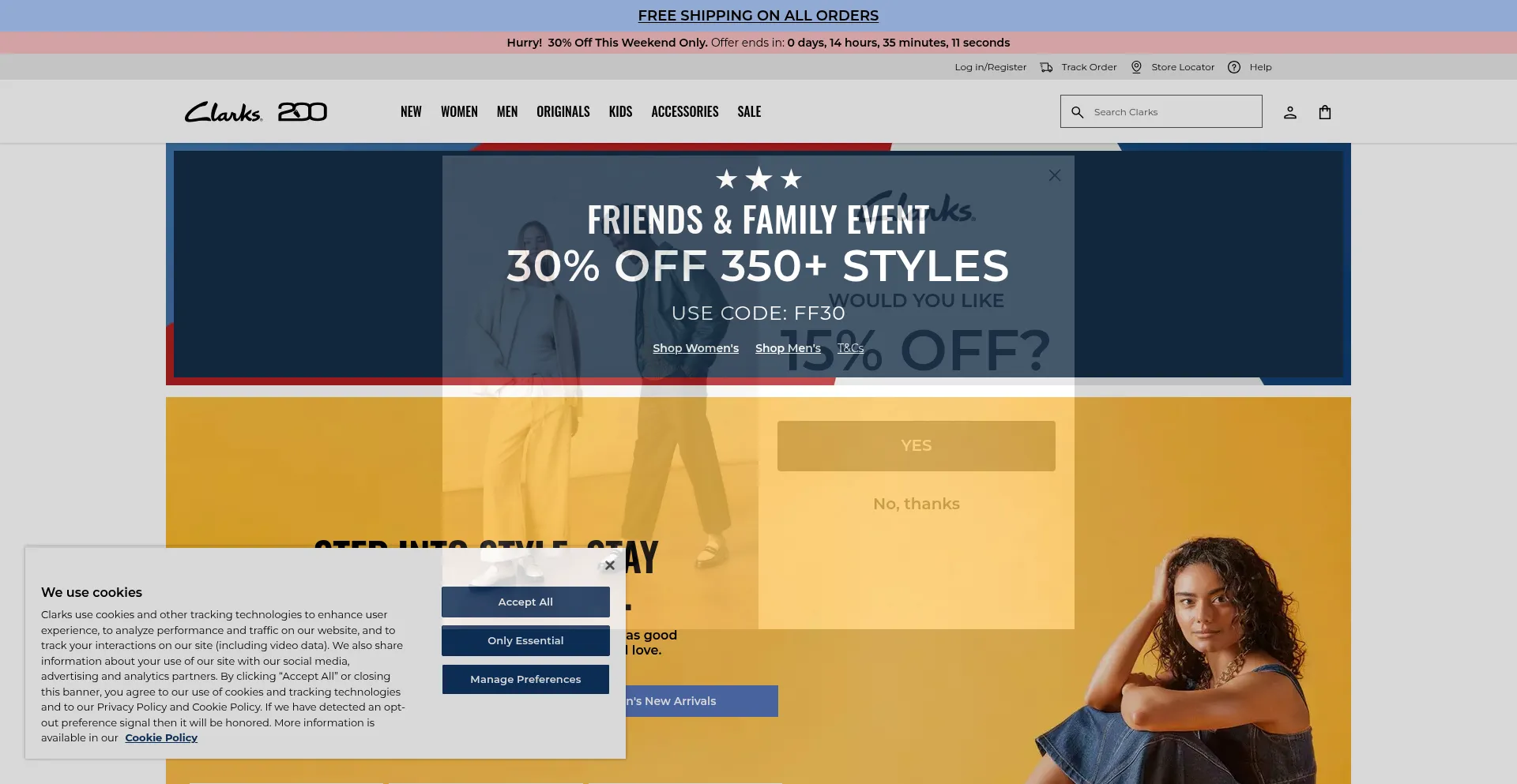 Website screenshot of Clarksusa.com