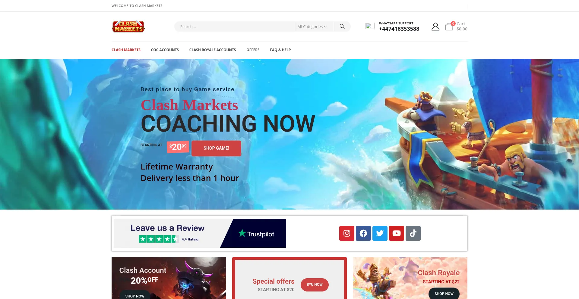 Website screenshot of Clash-markets.com