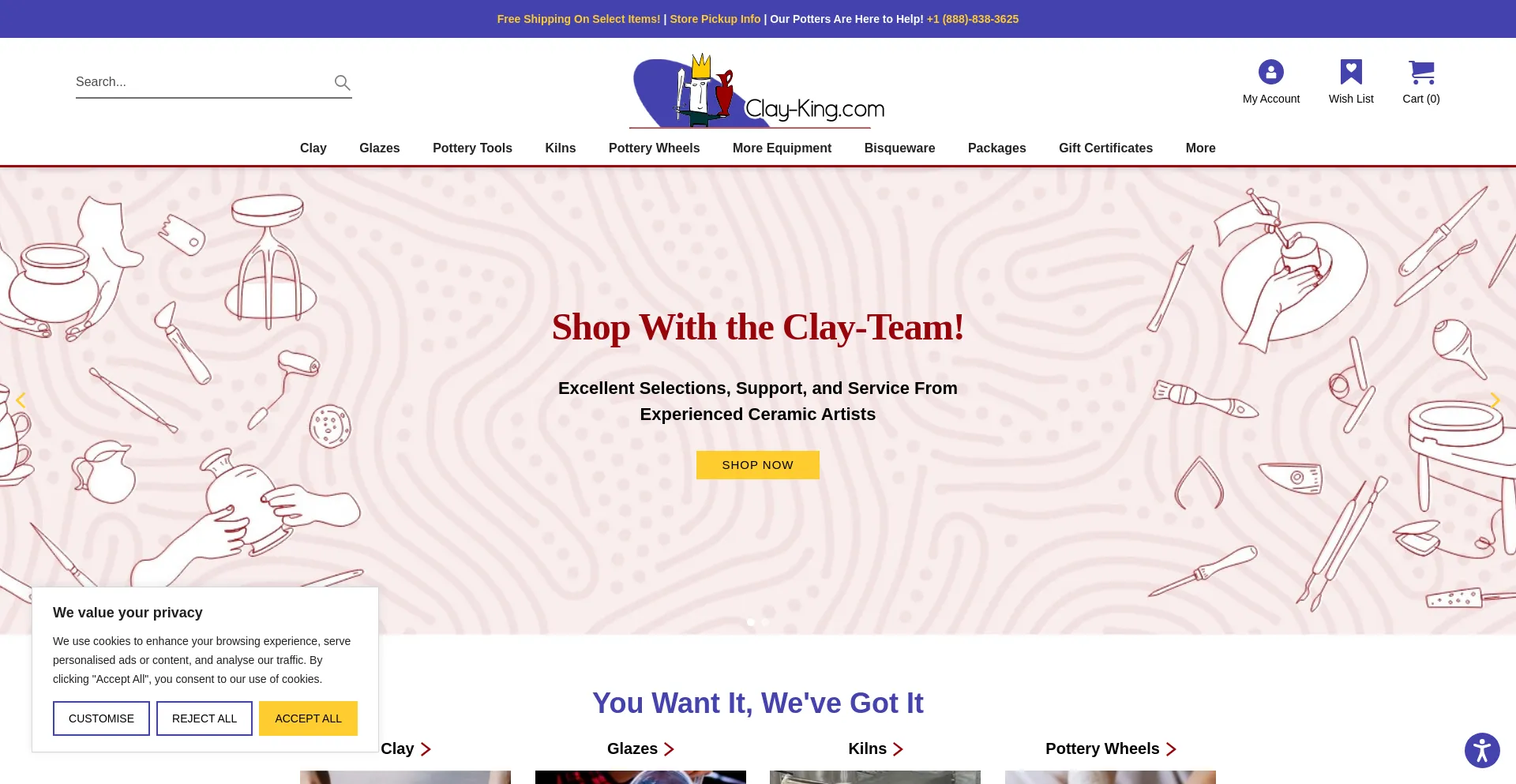 Website screenshot of Clay-king.com