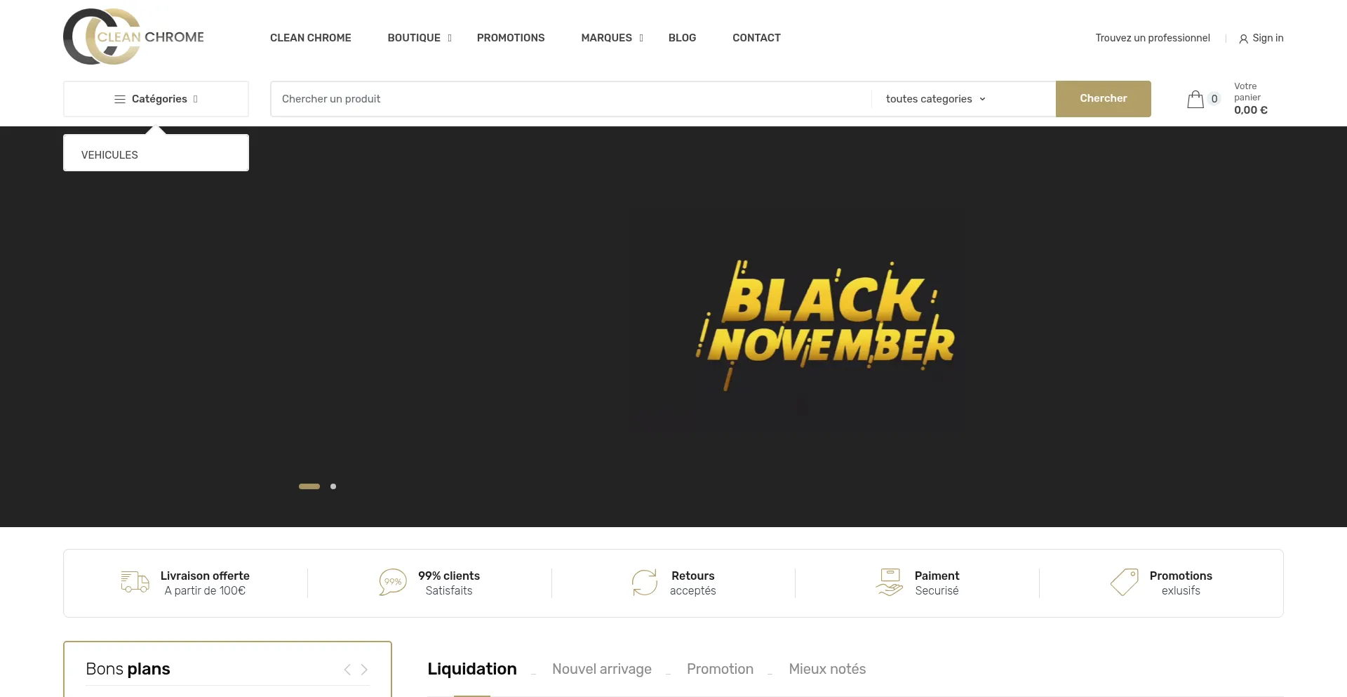 Website screenshot of Clean-chrome.fr