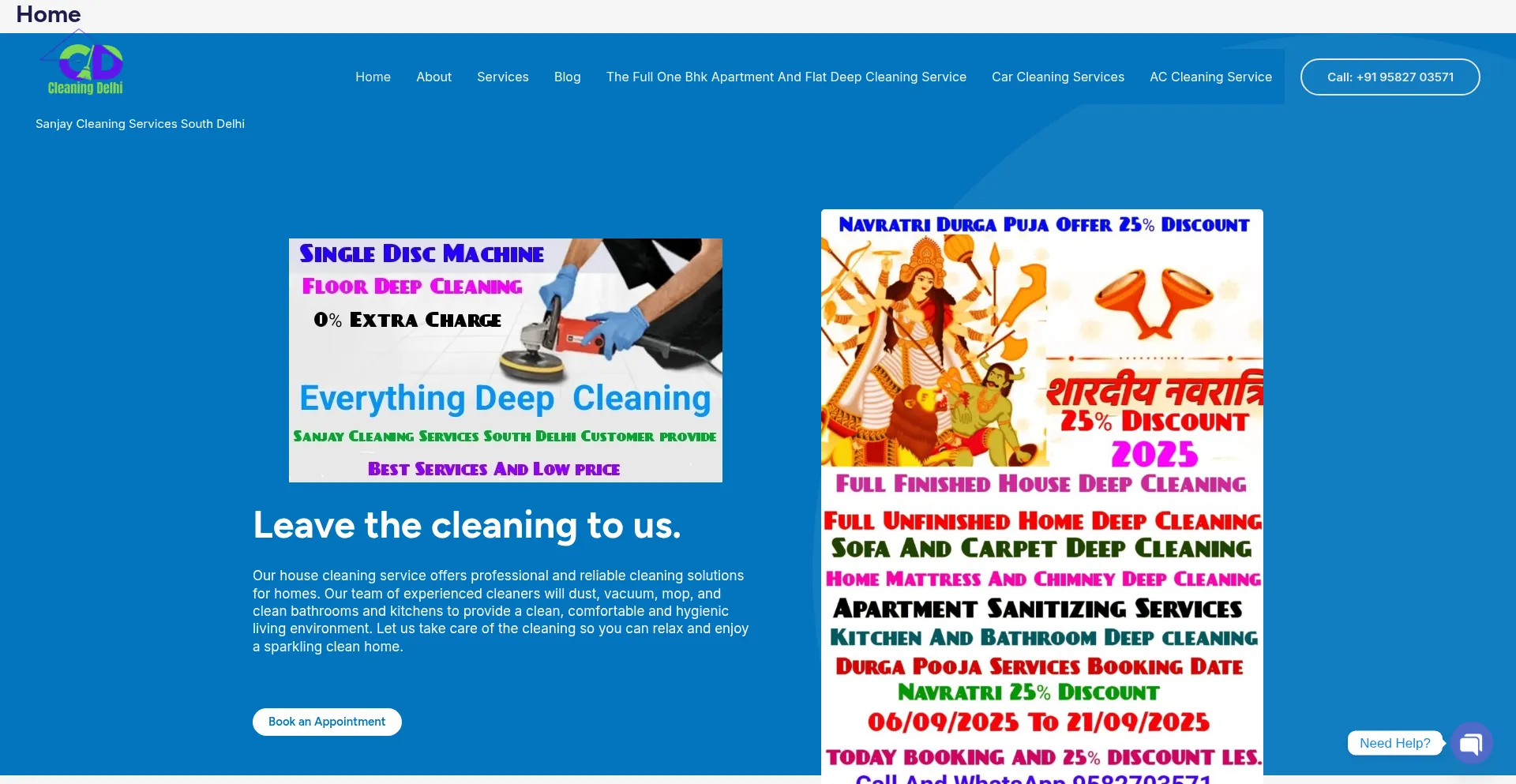 Website screenshot of Cleaningdelhi.in