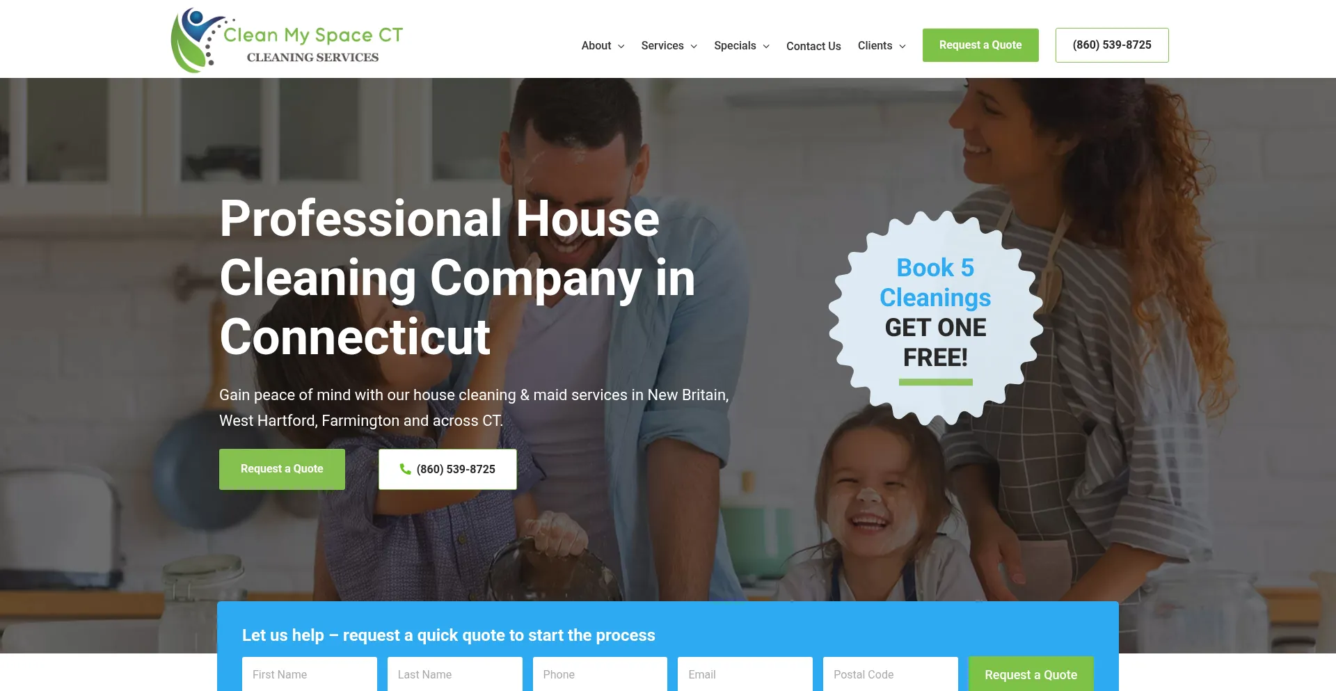 Website screenshot of Cleanmyspacect.com