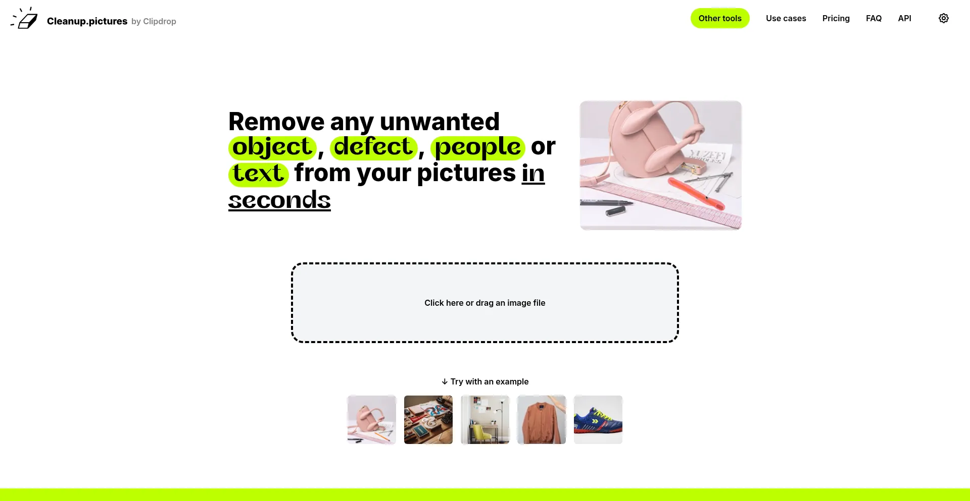 Website screenshot of Cleanup.pictures
