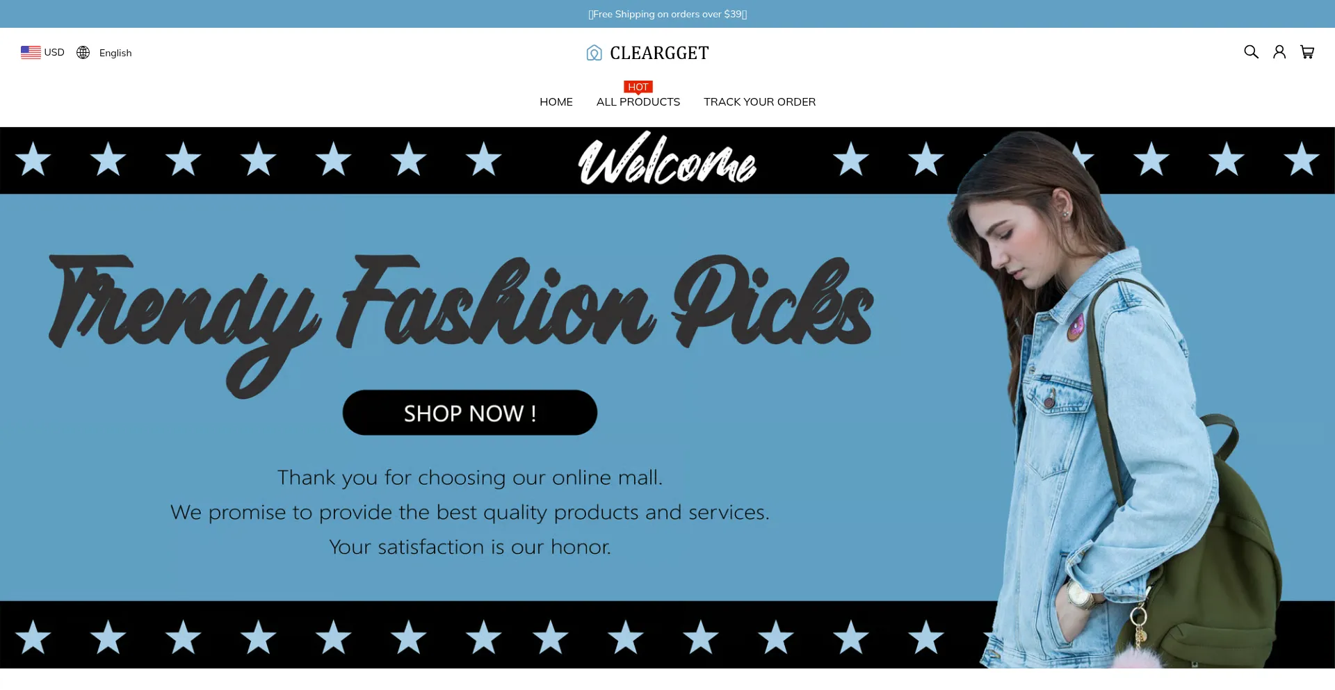 Website screenshot of Cleargget.com