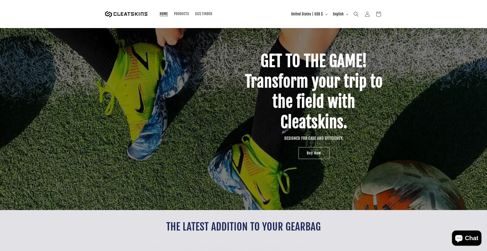 Website screenshot of Cleatskins.com