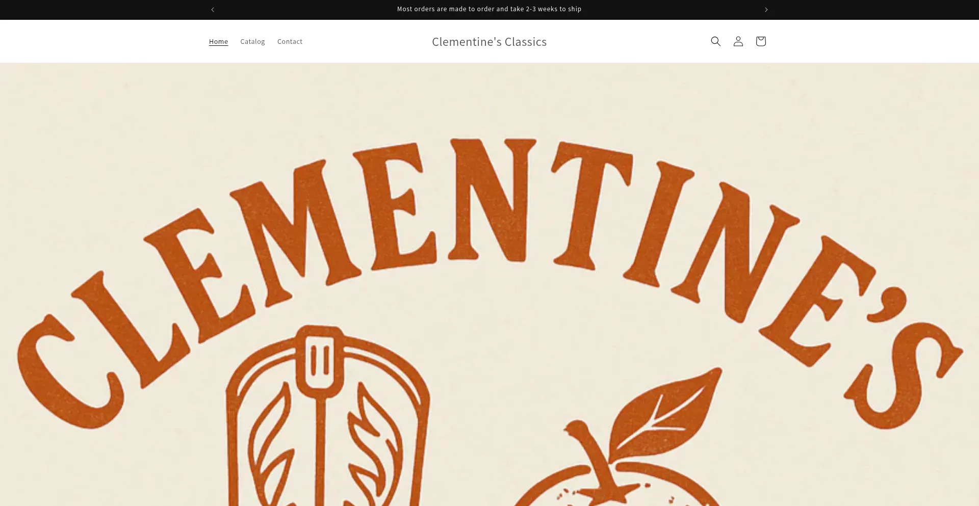 Website screenshot of Clementinesclassics.com