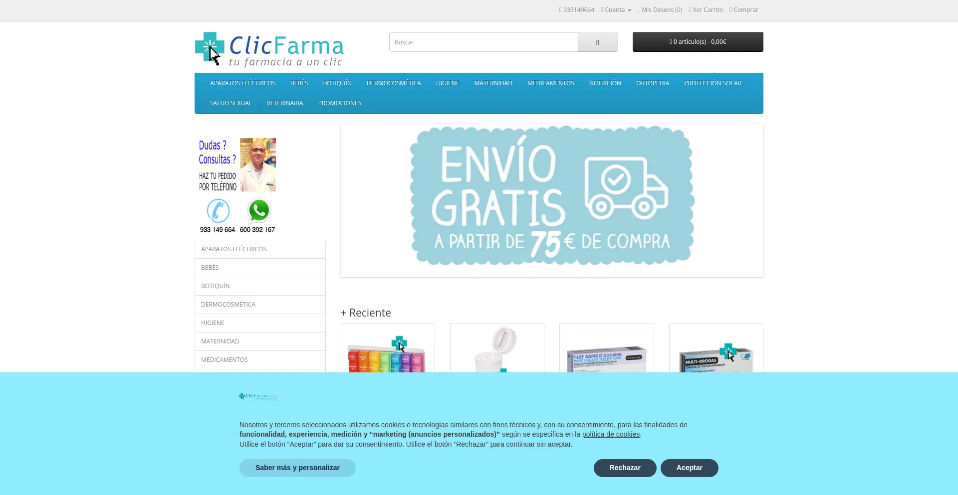 Website screenshot of Clicfarma.com