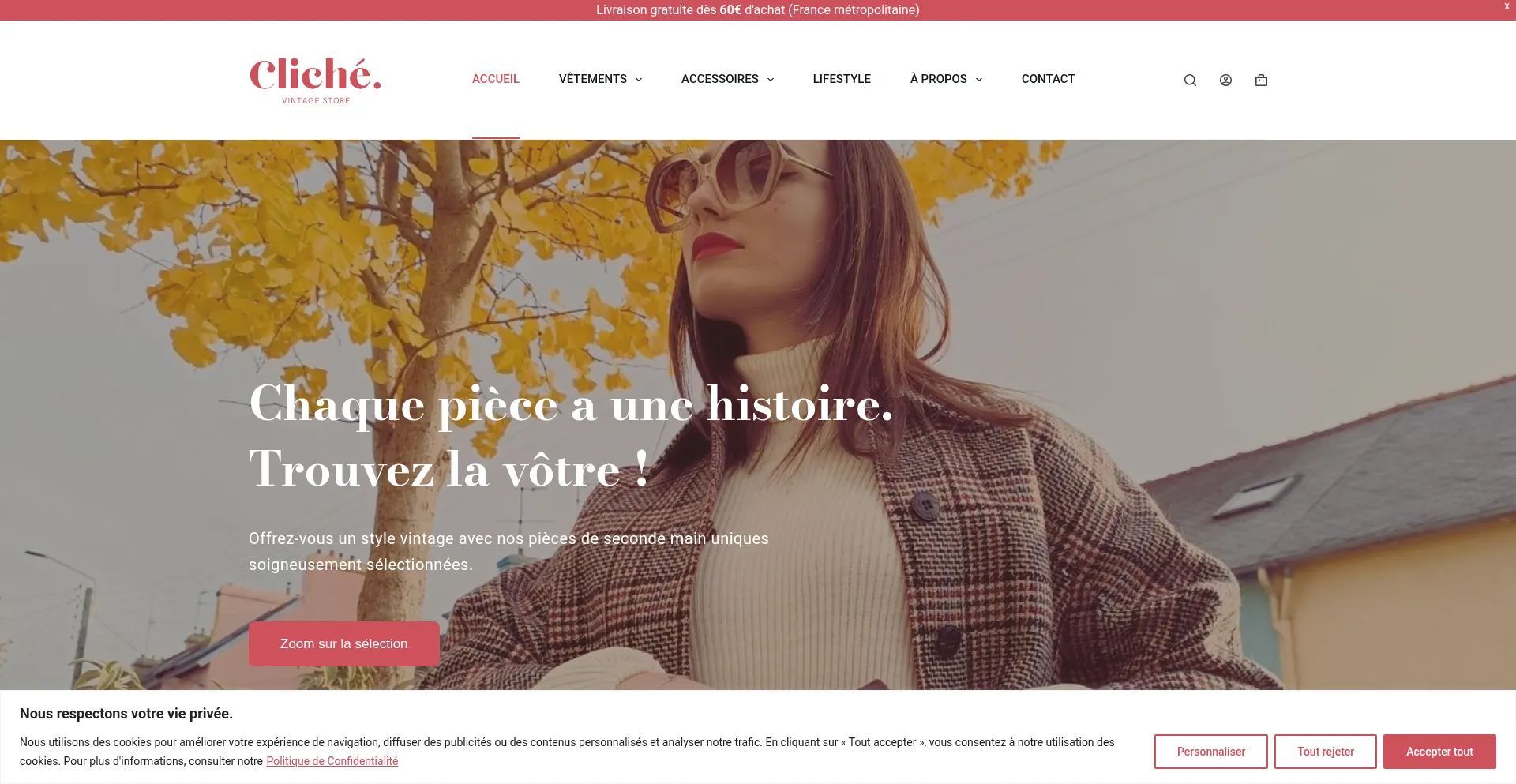 Website screenshot of Clichevintagestore.com