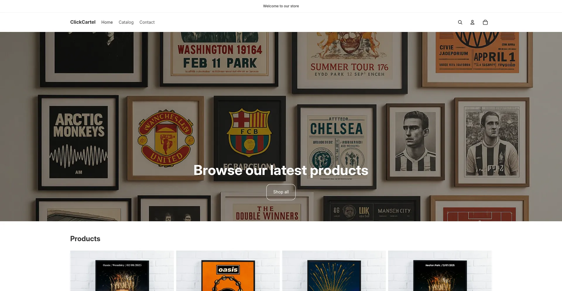 Website screenshot of Clickcartel123.myshopify.com