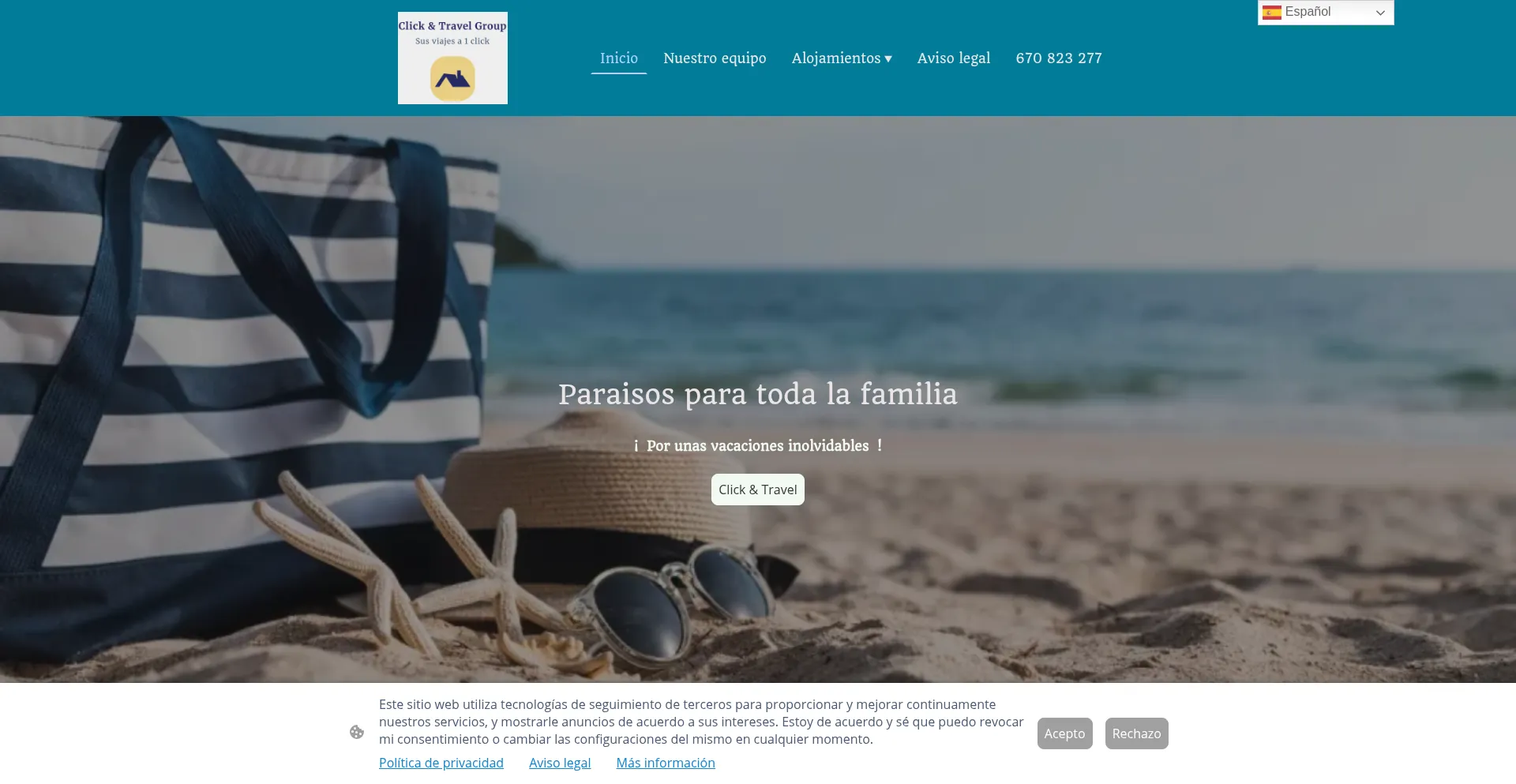 Website screenshot of Clickearyviajar.com