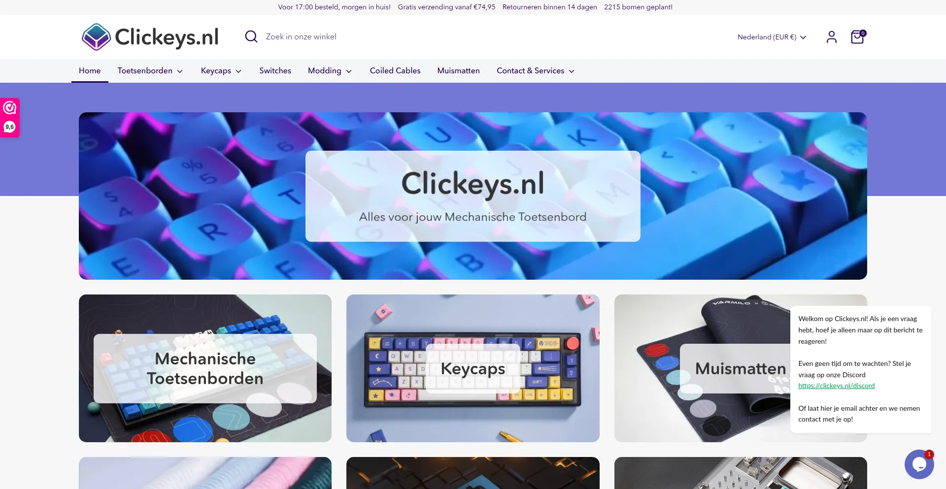 Website screenshot of Clickeys.nl