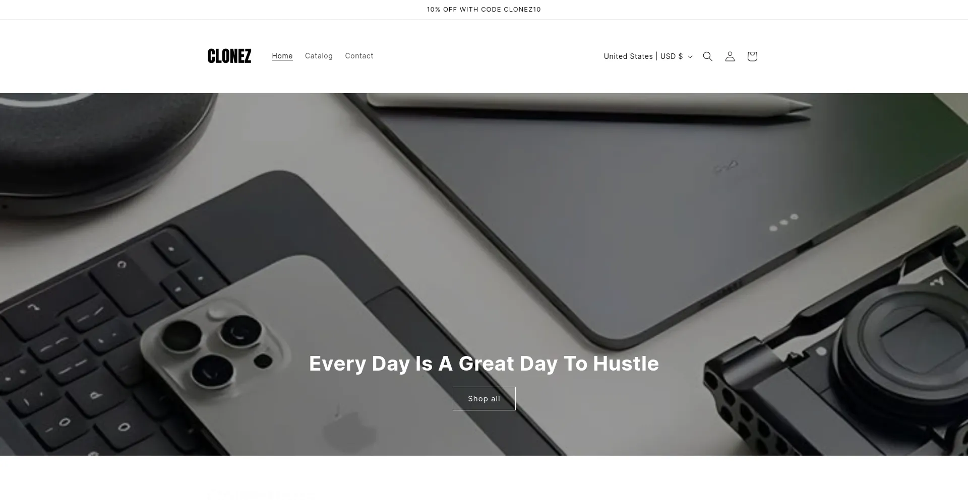 Website screenshot of Clonez.store