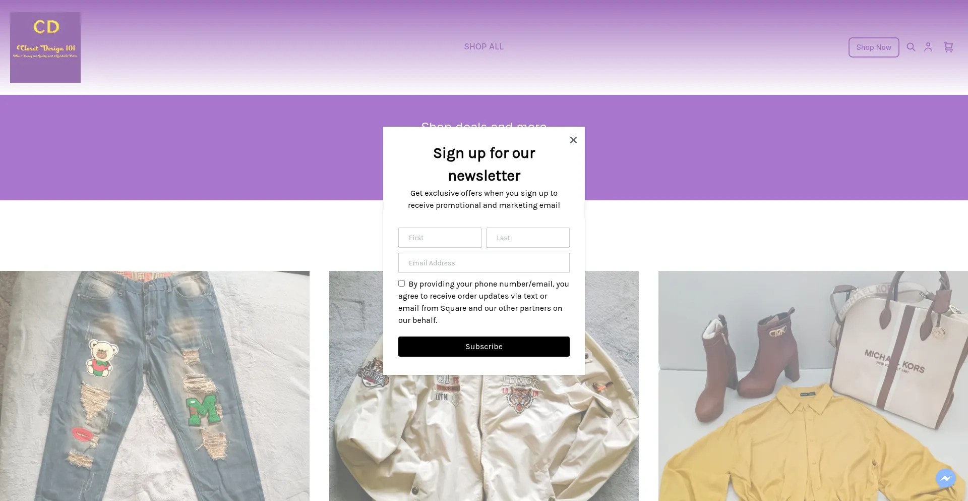 Website screenshot of Closetdesigns101.com