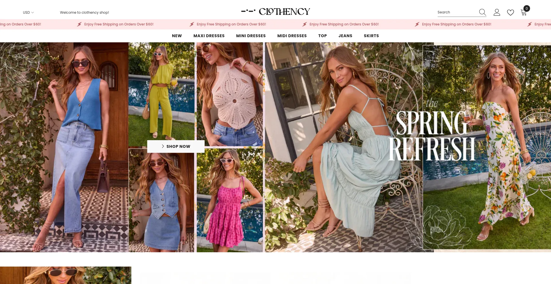 Website screenshot of Clothency.com