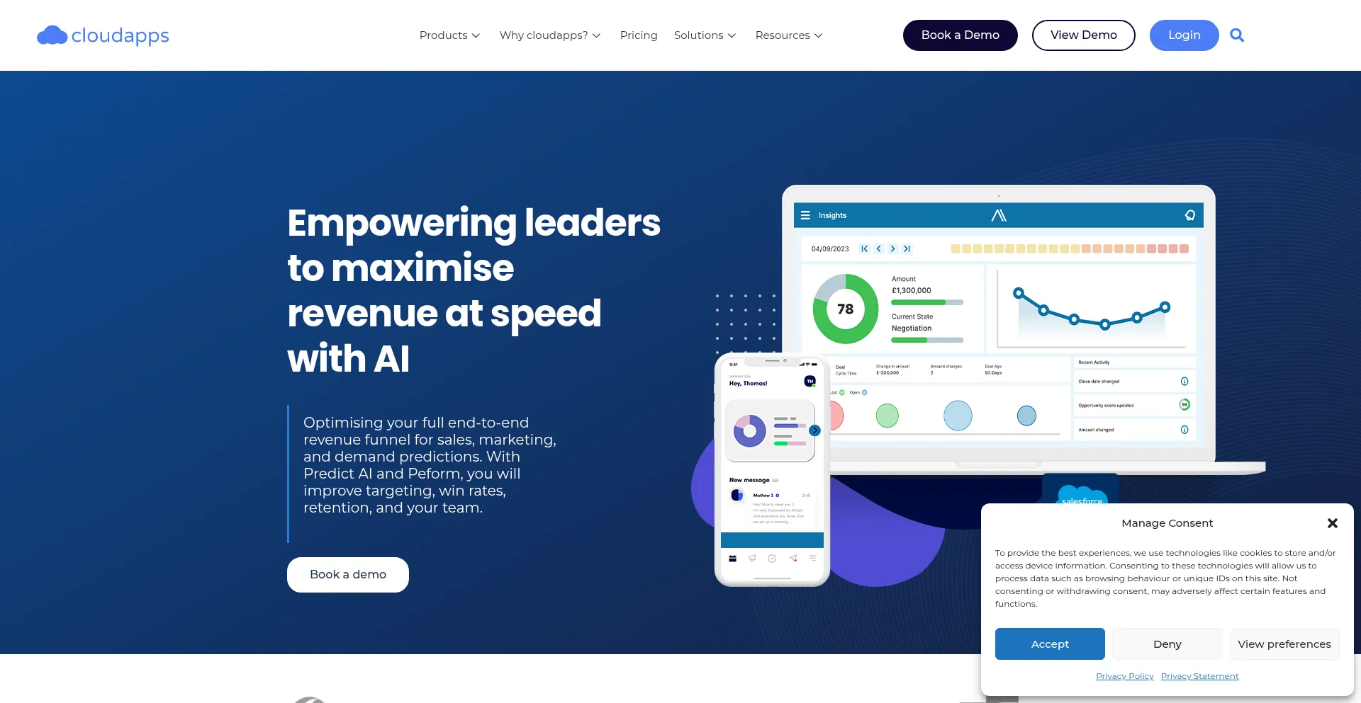 Website screenshot of Cloudapps.com