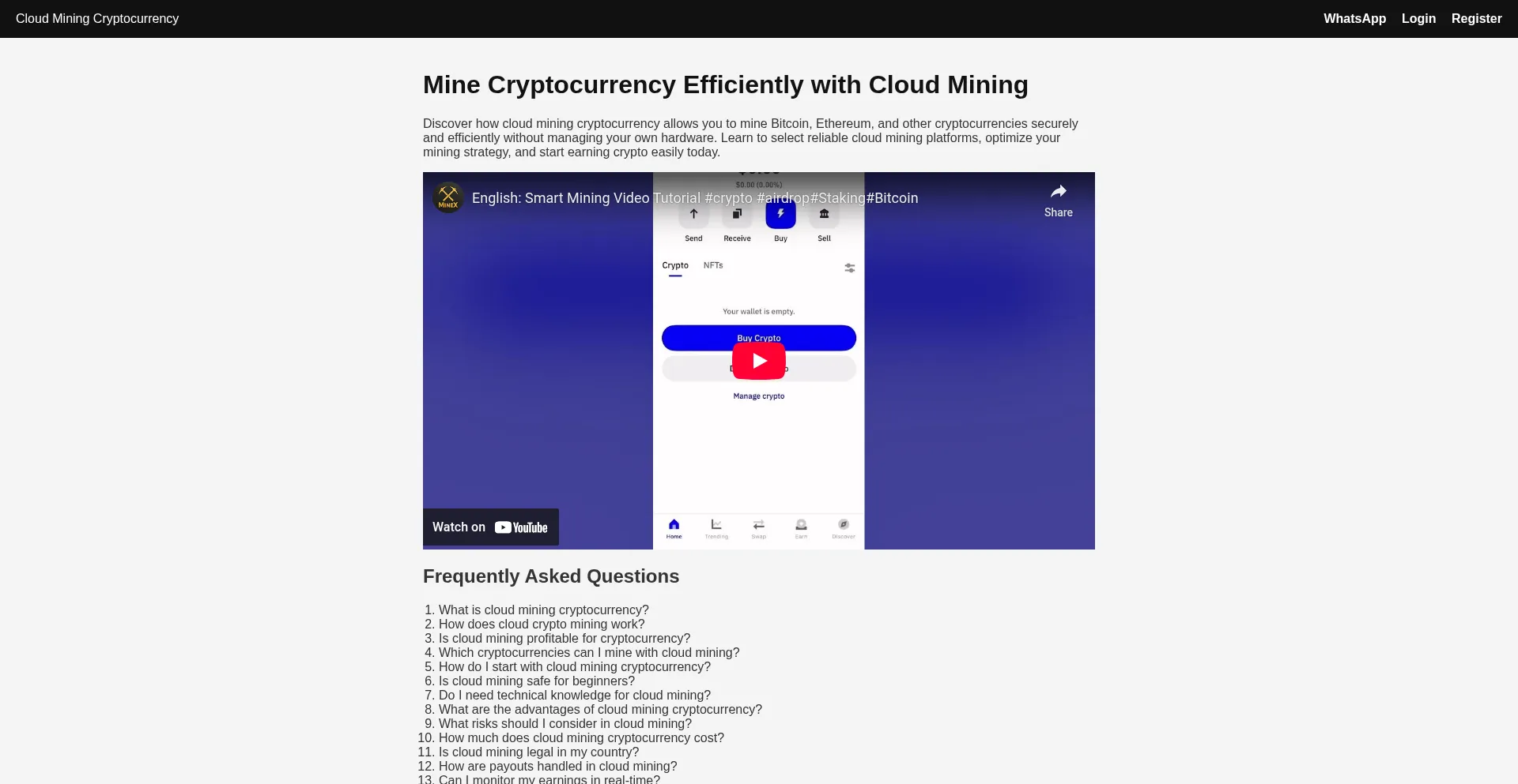Website screenshot of Cloudminingcryptocurrency.lol