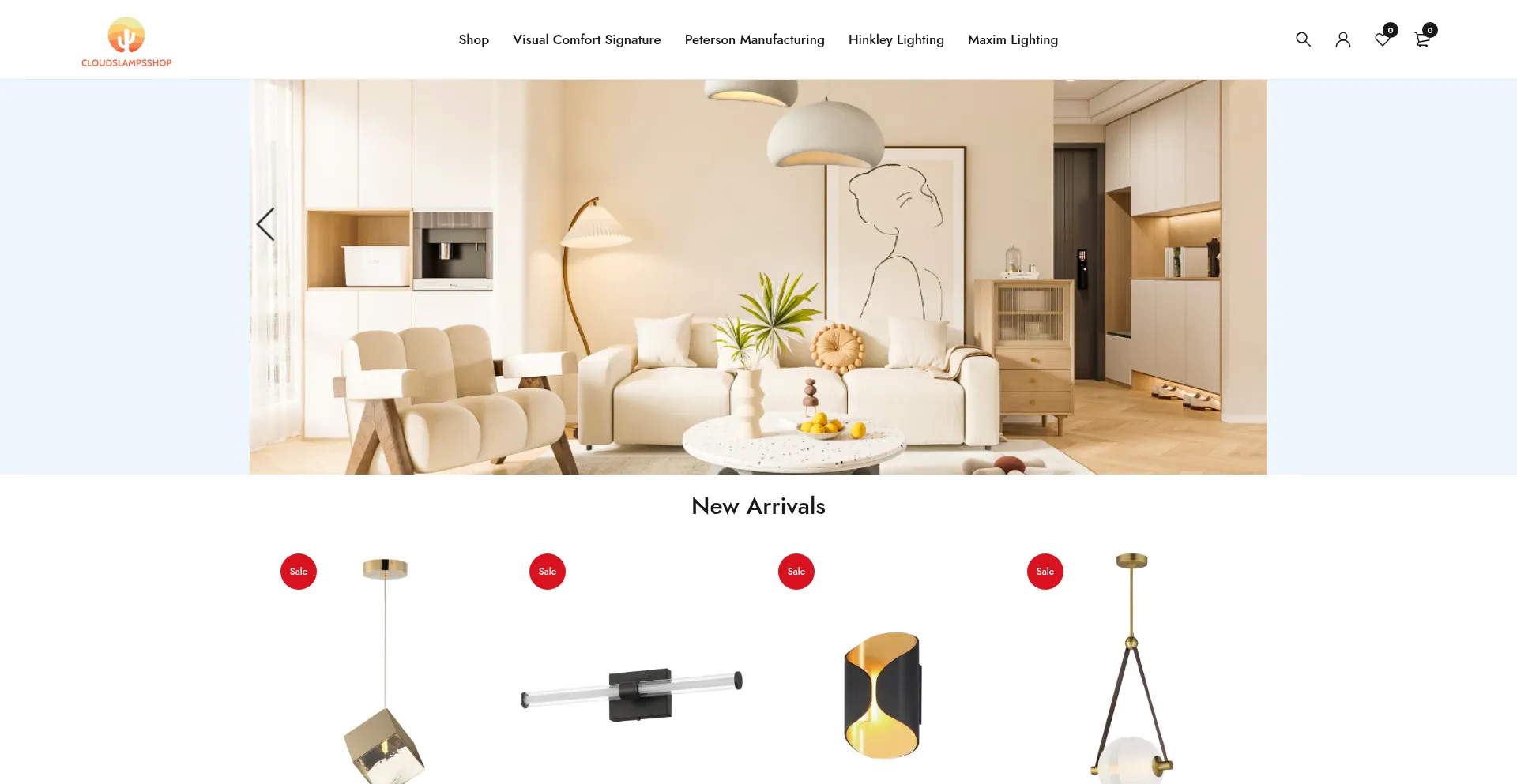 Website screenshot of Cloudslampsshop.com
