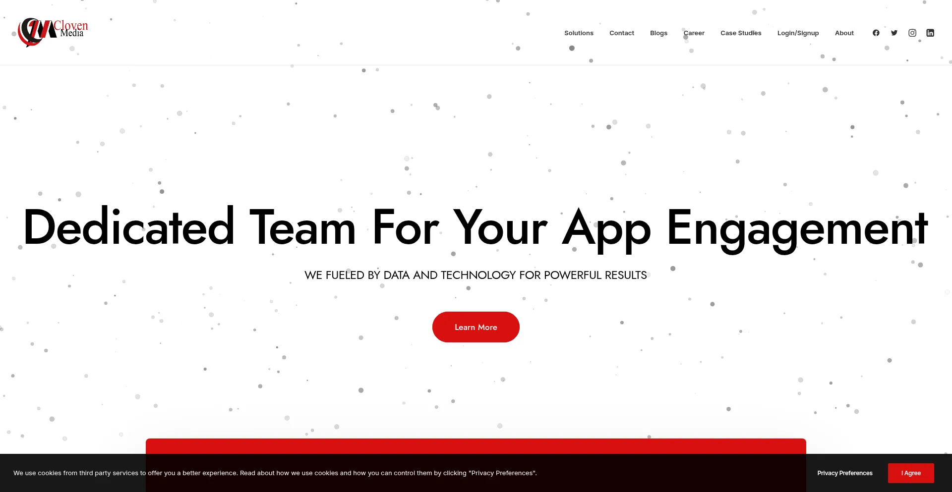 Website screenshot of Clovenmedia.com