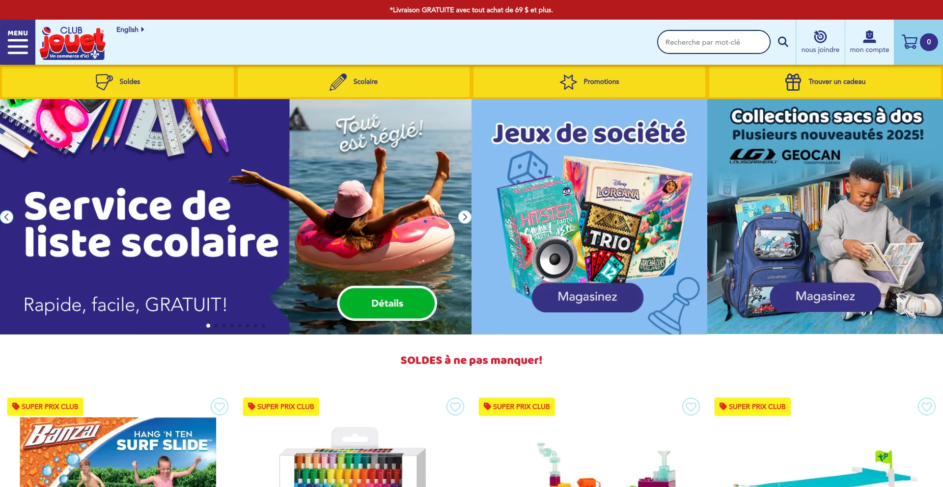 Website screenshot of Clubjouet.com