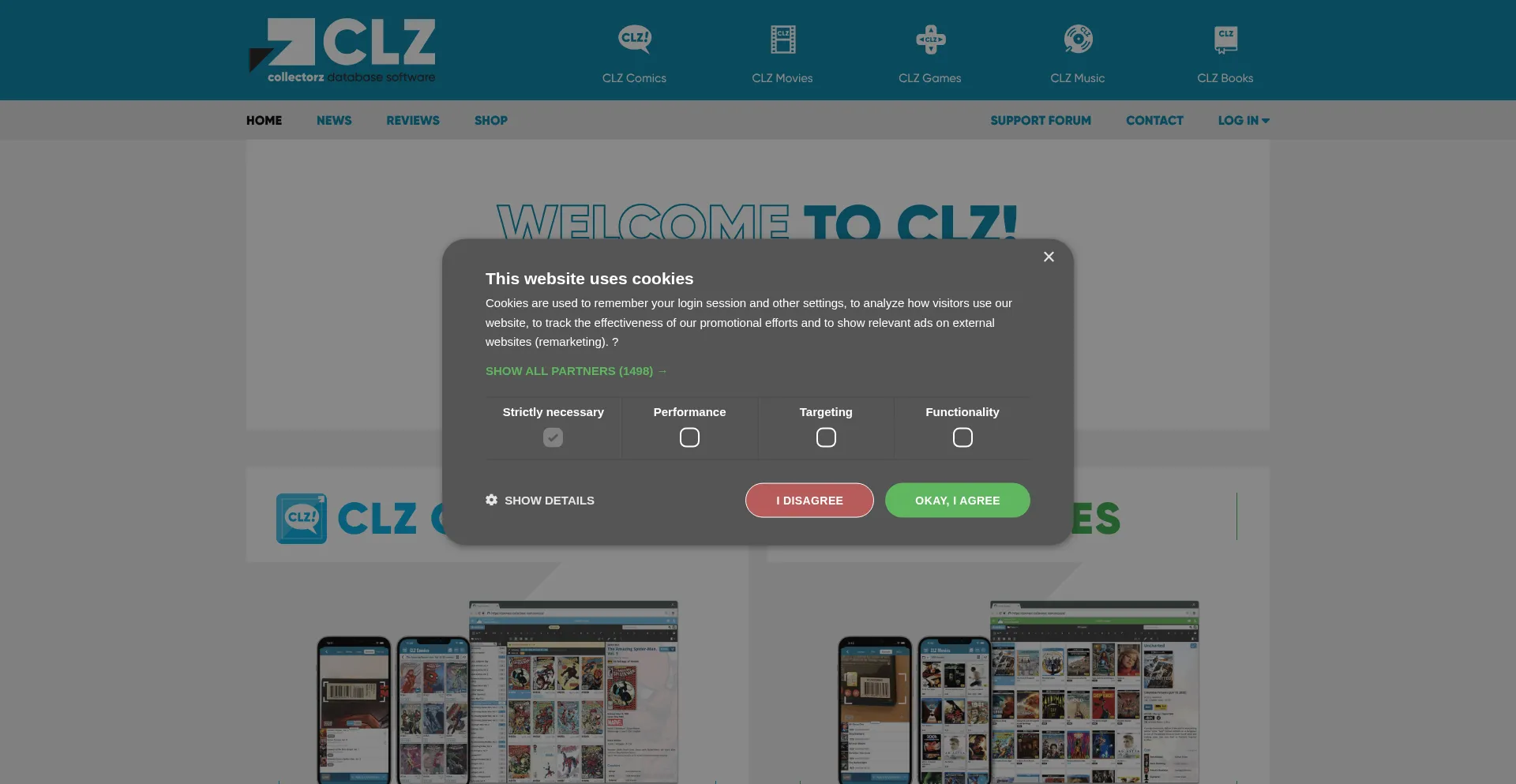 Website screenshot of Clz.com