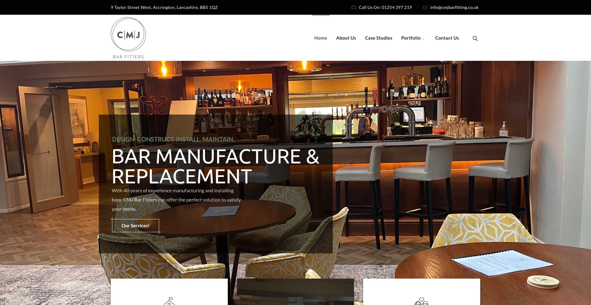 Website screenshot of Cmjbarfitting.co.uk