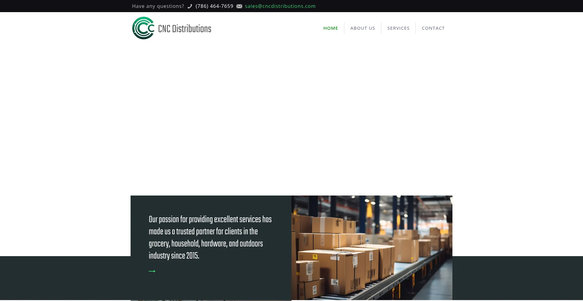 Website screenshot of Cncdistributions.com