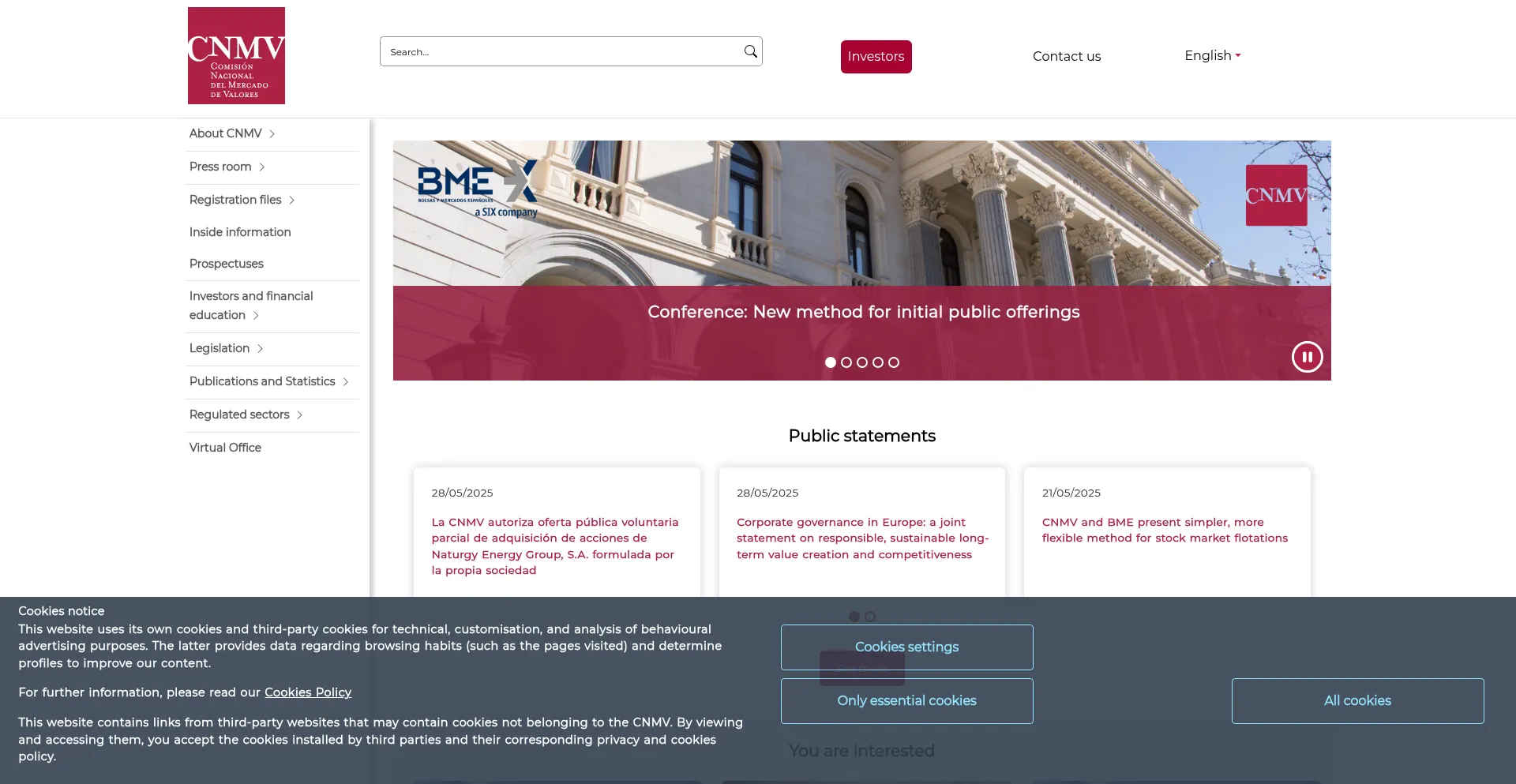 Website screenshot of Cnmv.es