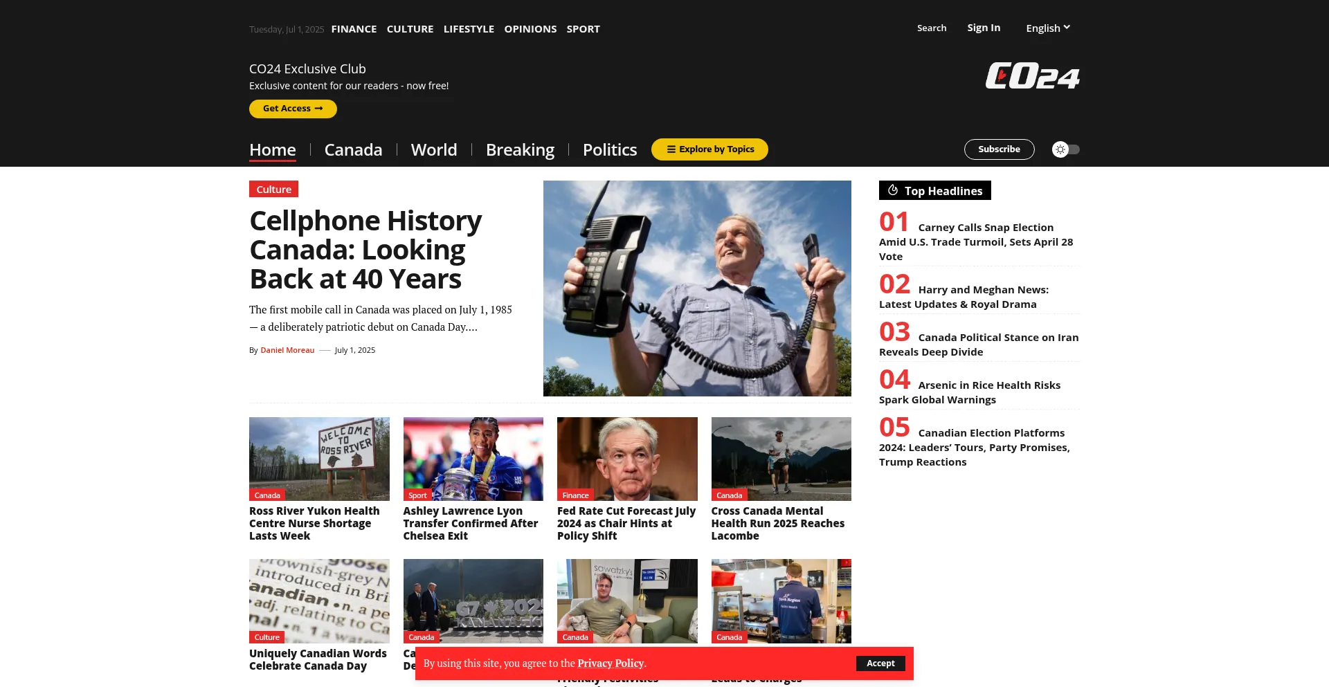 Website screenshot of Co24.ca