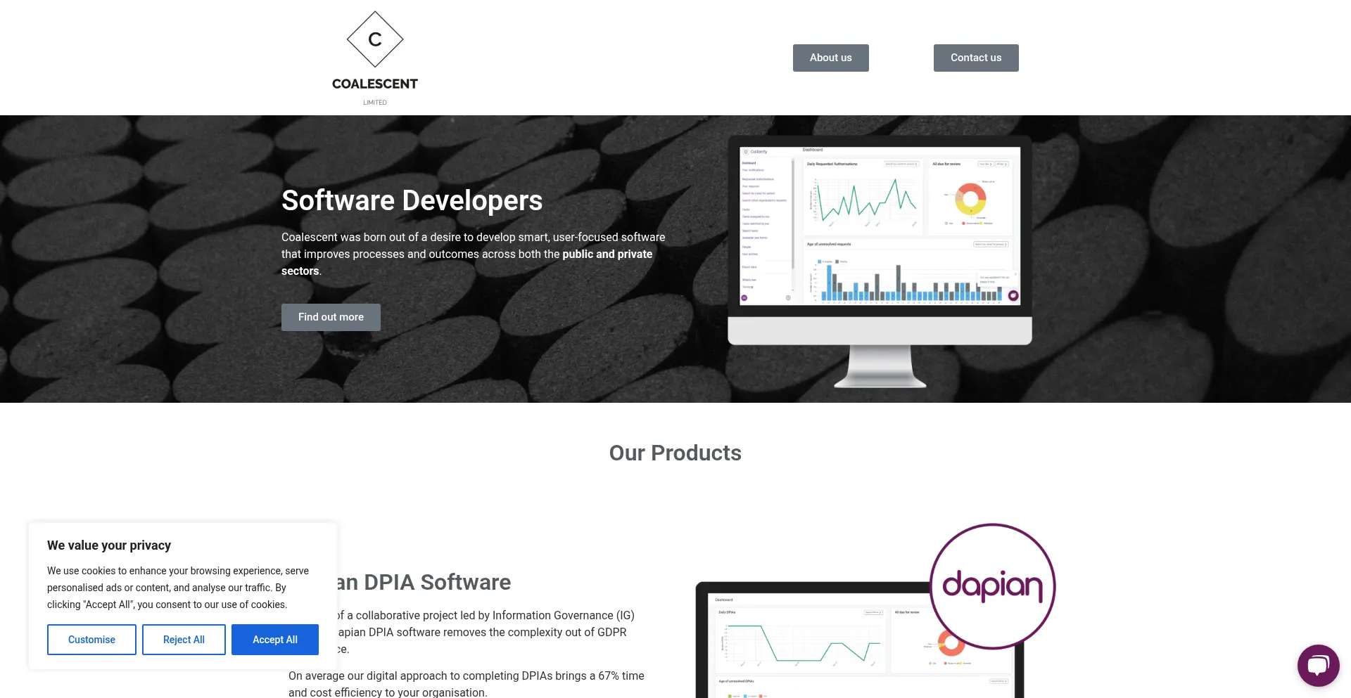 Website screenshot of Coalescent.uk