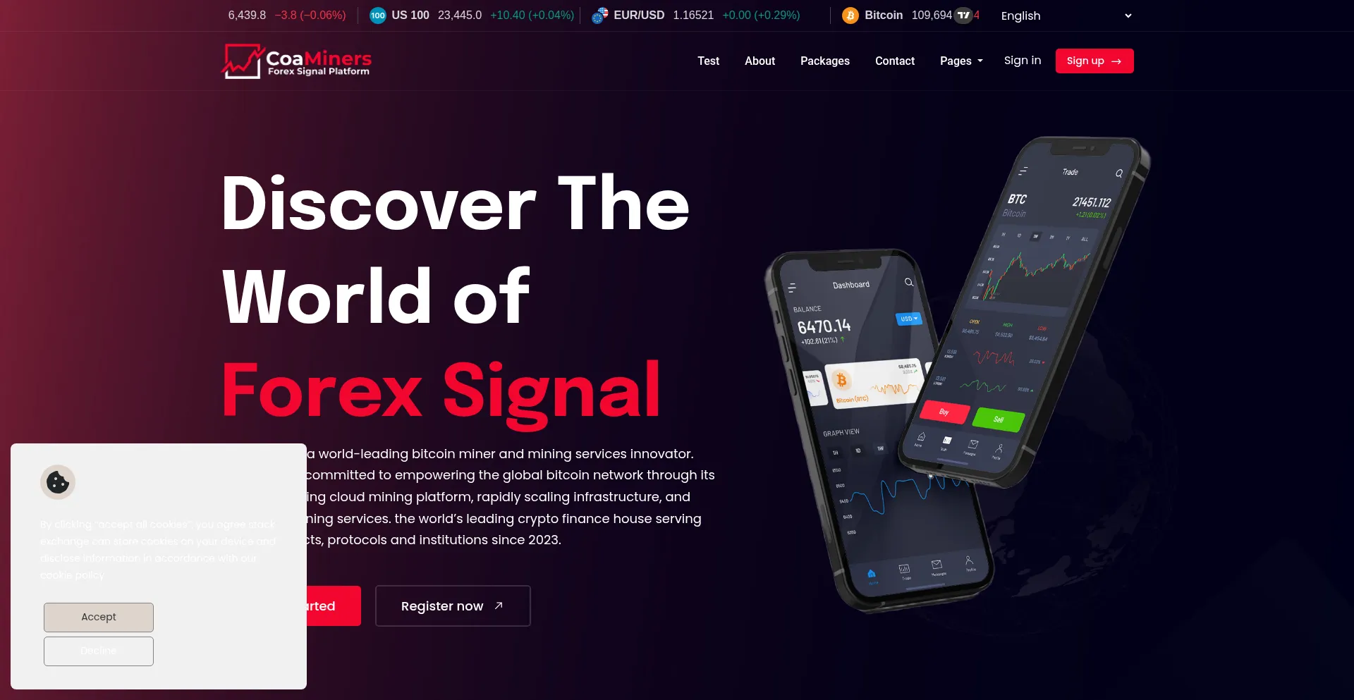 Website screenshot of Coaminers.com
