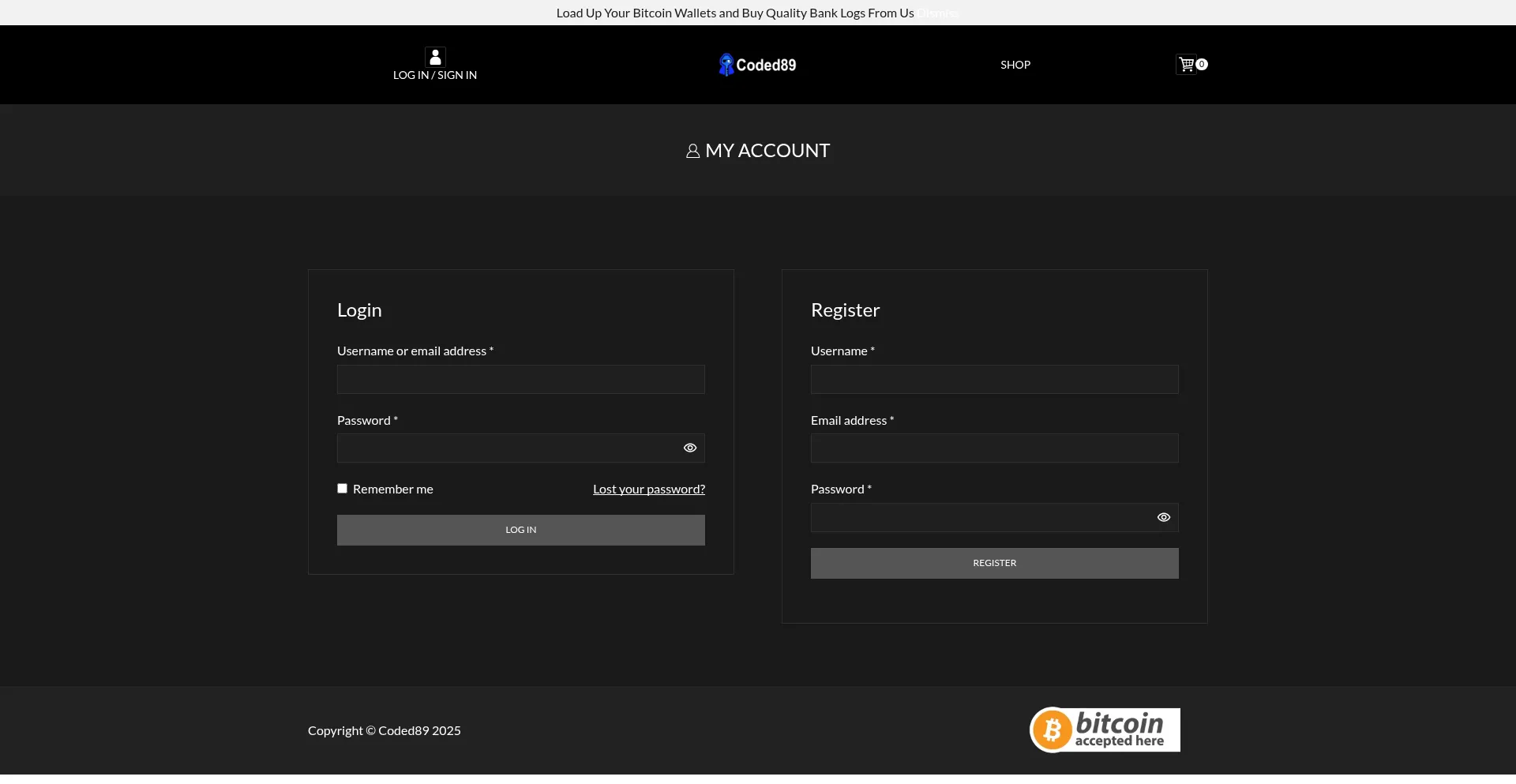 Website screenshot of Coded89.com